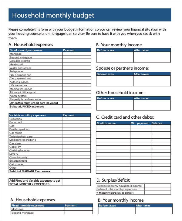 18+ Monthly Budget Template Excel