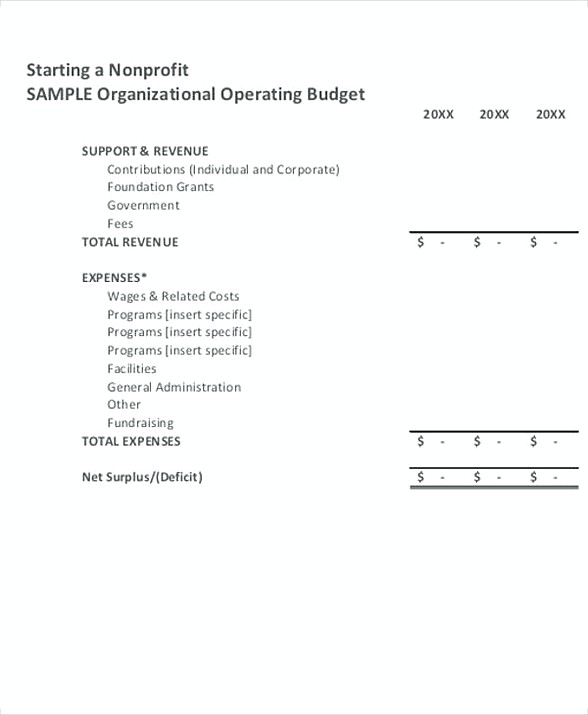 8 NonProfit Budget Template