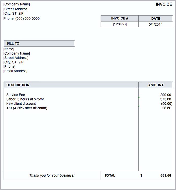 Basic Invoice Template Word