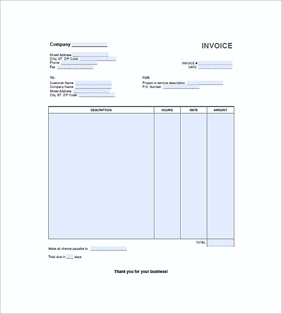 Hourly Invoice Template