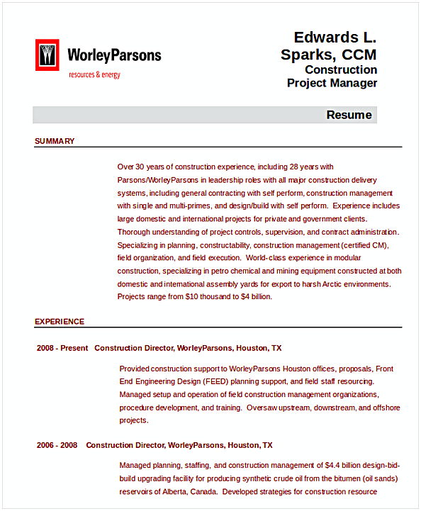 Entry Level Project Manager Resume