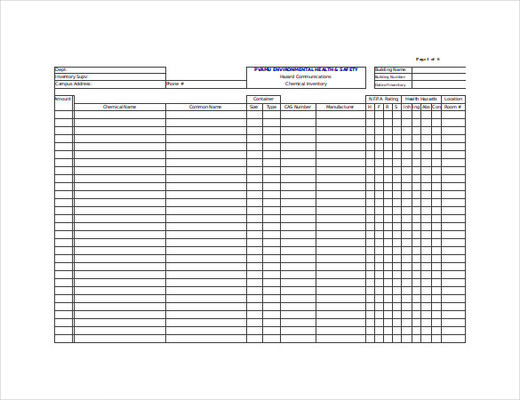 10 Chemical Inventory List Template Template Free Download