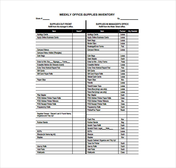 Inventory Templates Free