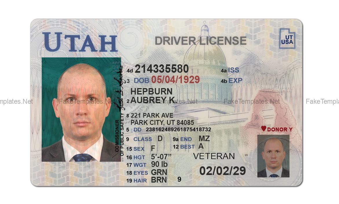 Utah Driver License Template PSD [Fake Utah ID Card] 2023