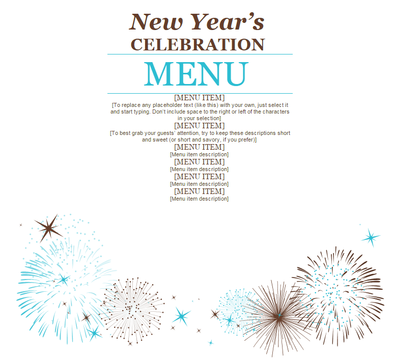 New Year’s Party Menu » Template Haven