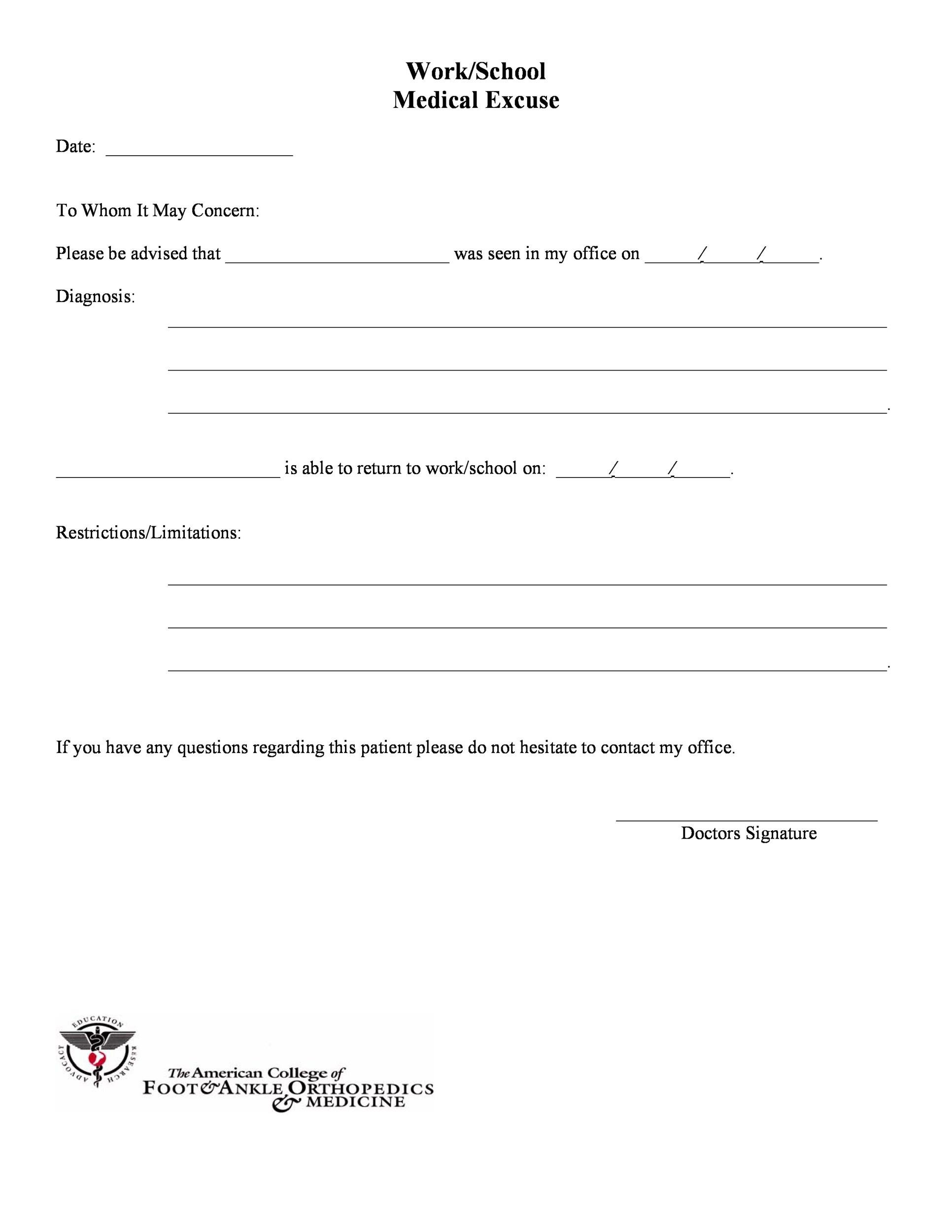 Doctors Note Template Pdf