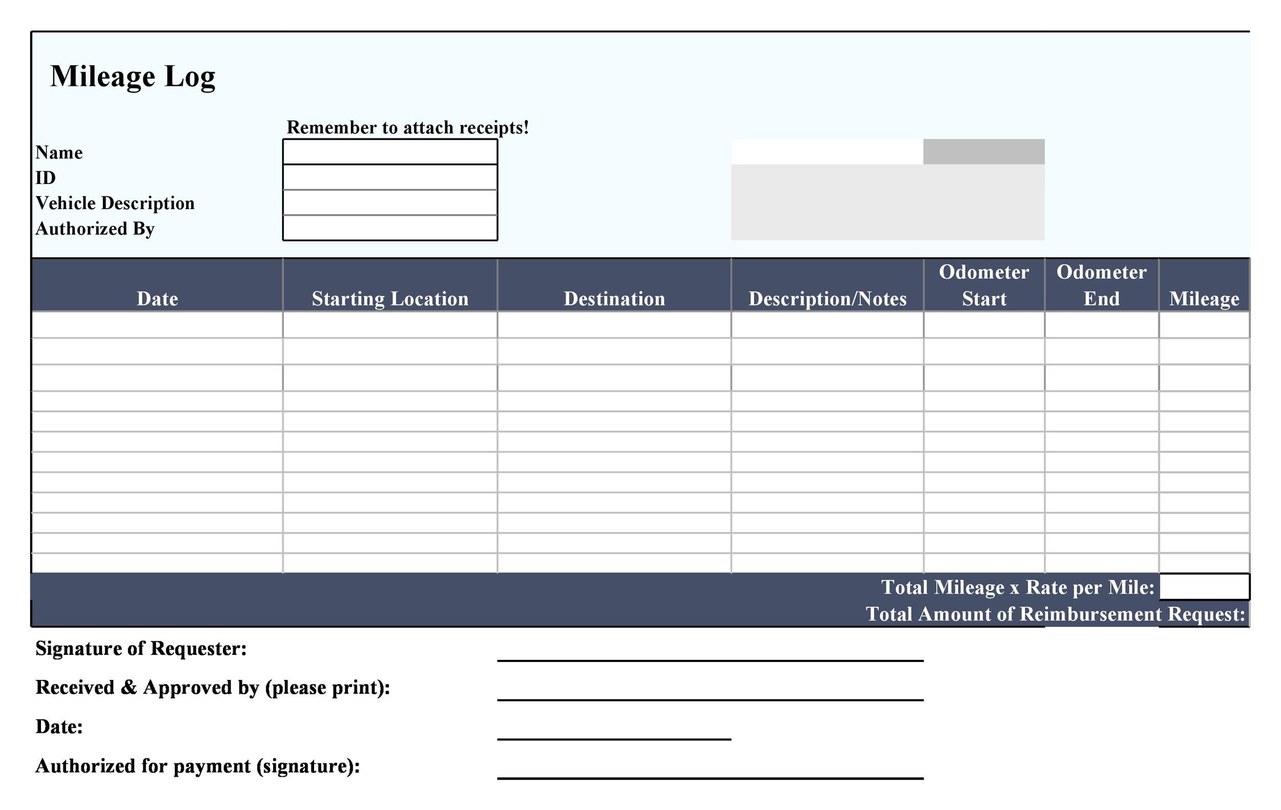 30 Printable Mileage Log Templates (Free) ᐅ Template Lab