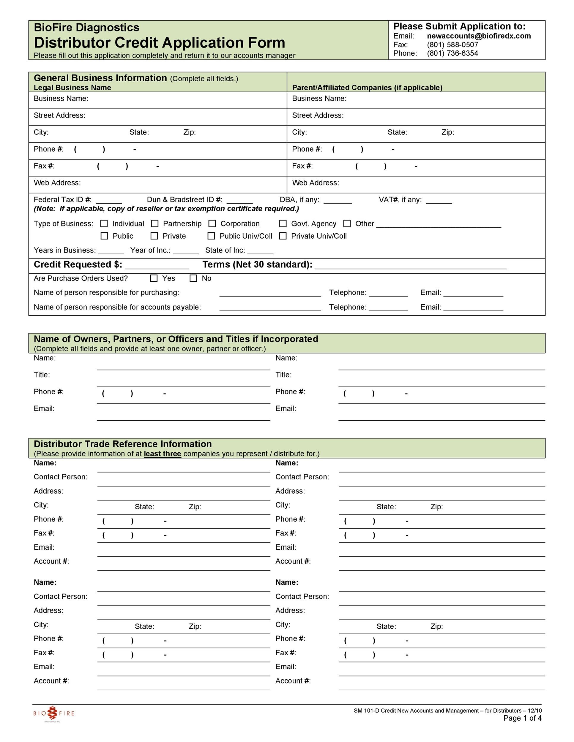 New Account Application Form Template