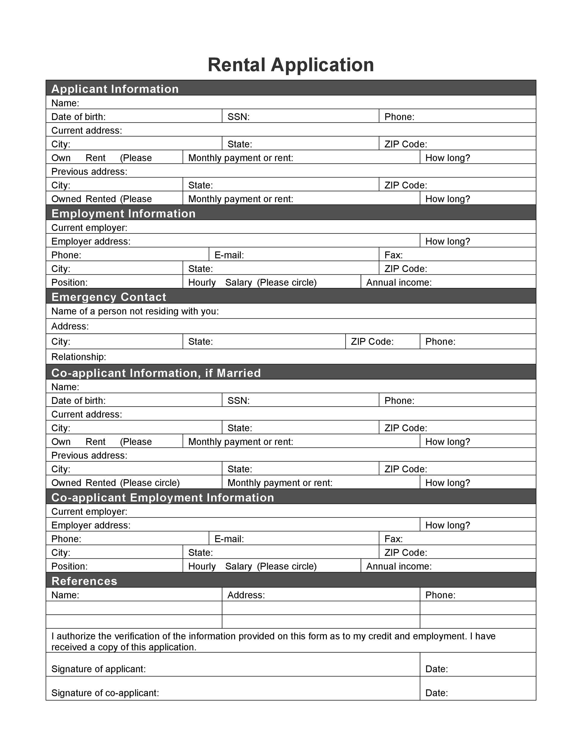 Application For Employment Template Word