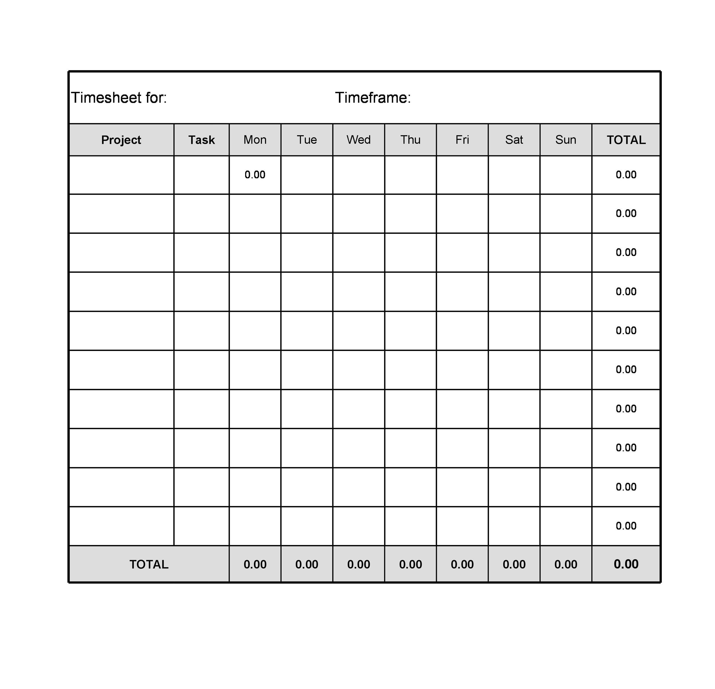 Daily Timesheet Template Free Printable Collection