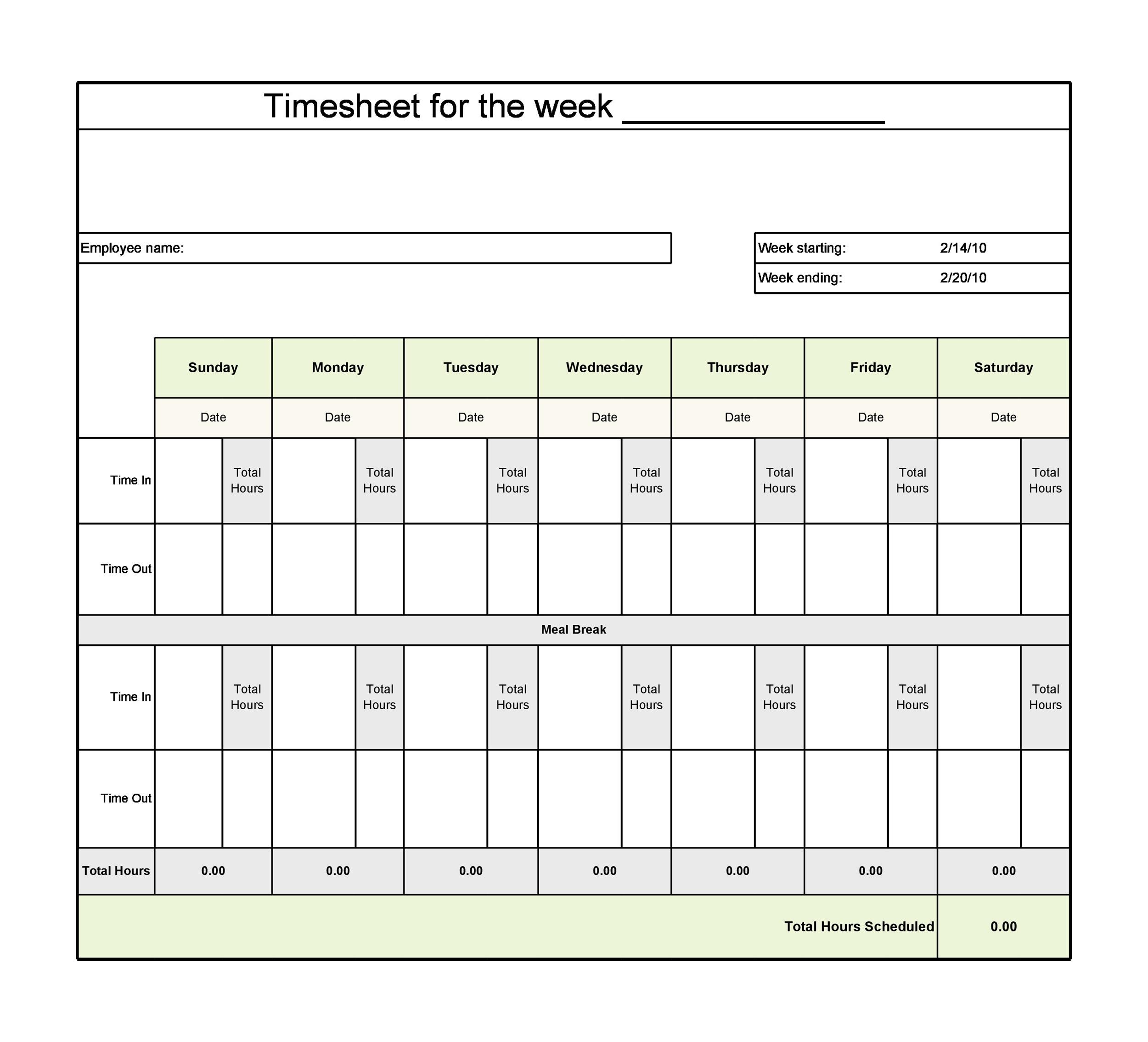 Time Card Template For Word