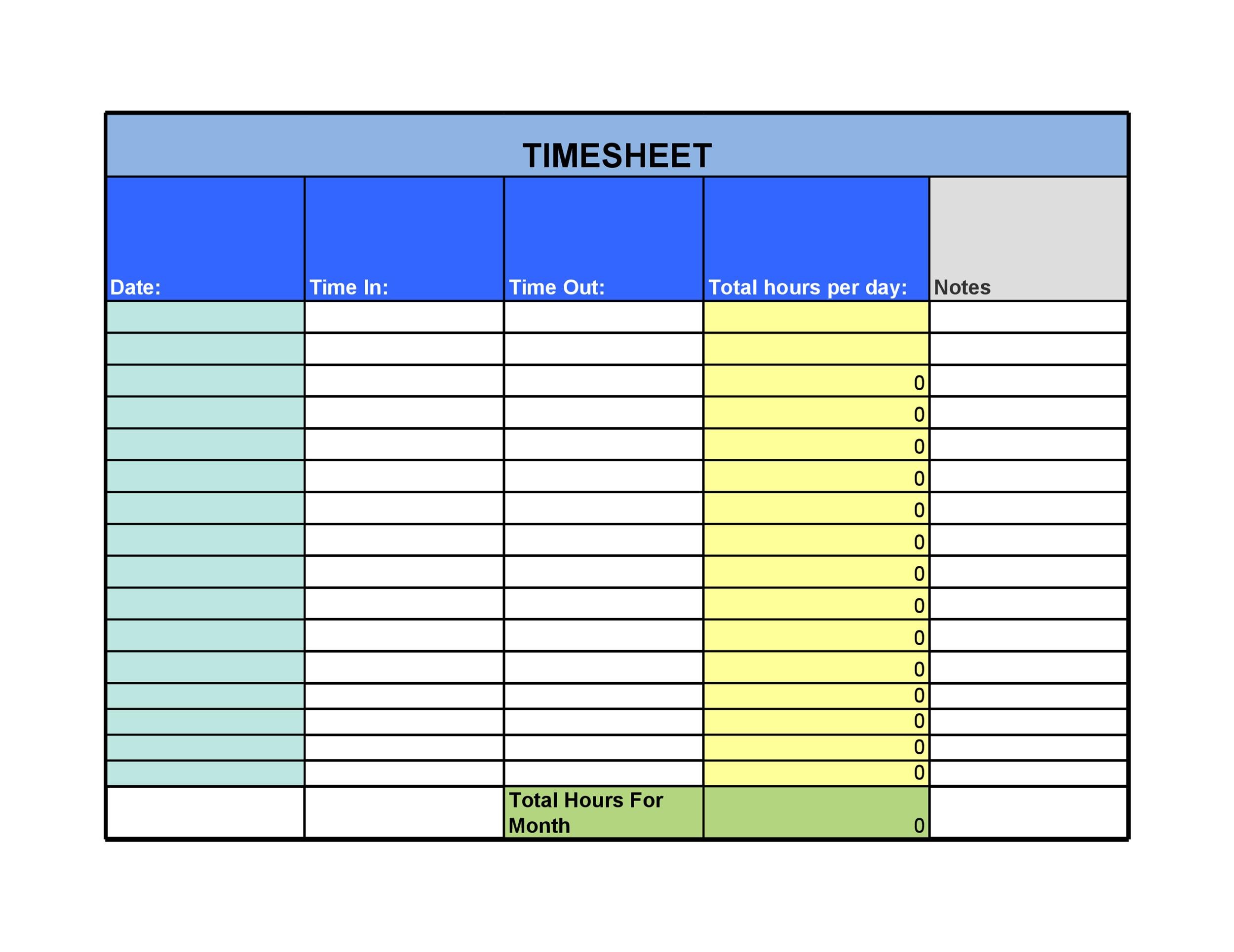 40 Free Timesheet Templates [in Excel] ᐅ TemplateLab