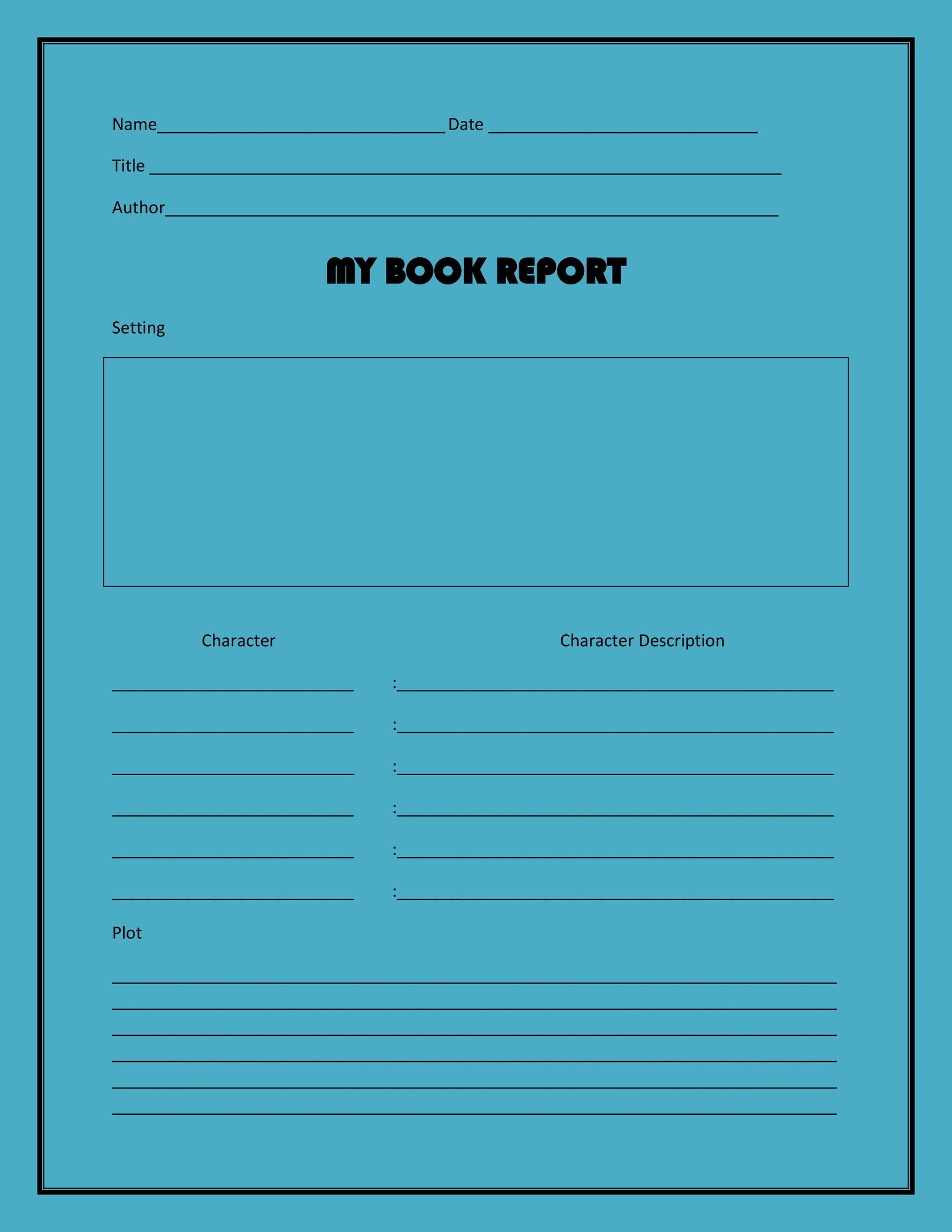 First Grade Book Report Templates