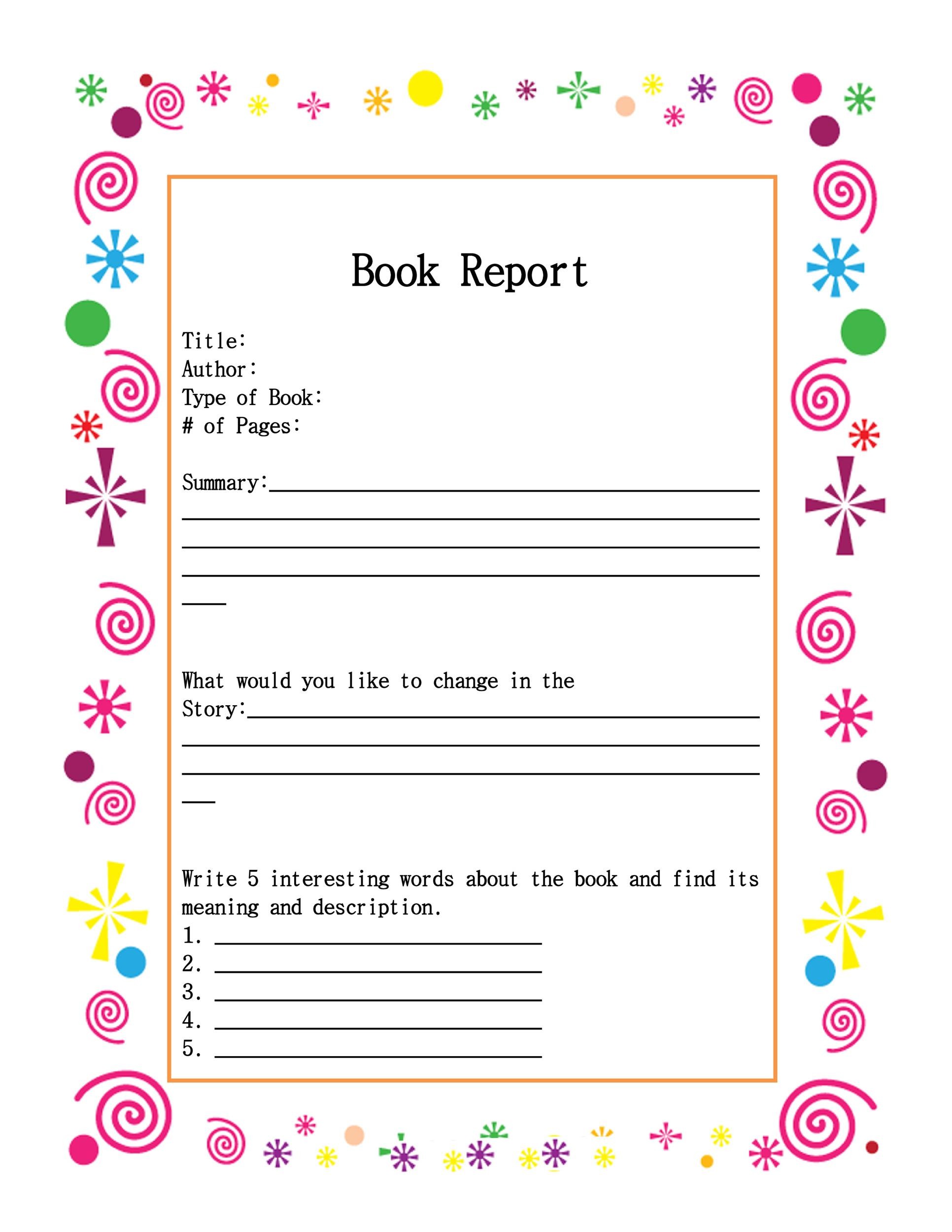 Book Report Template For Kids