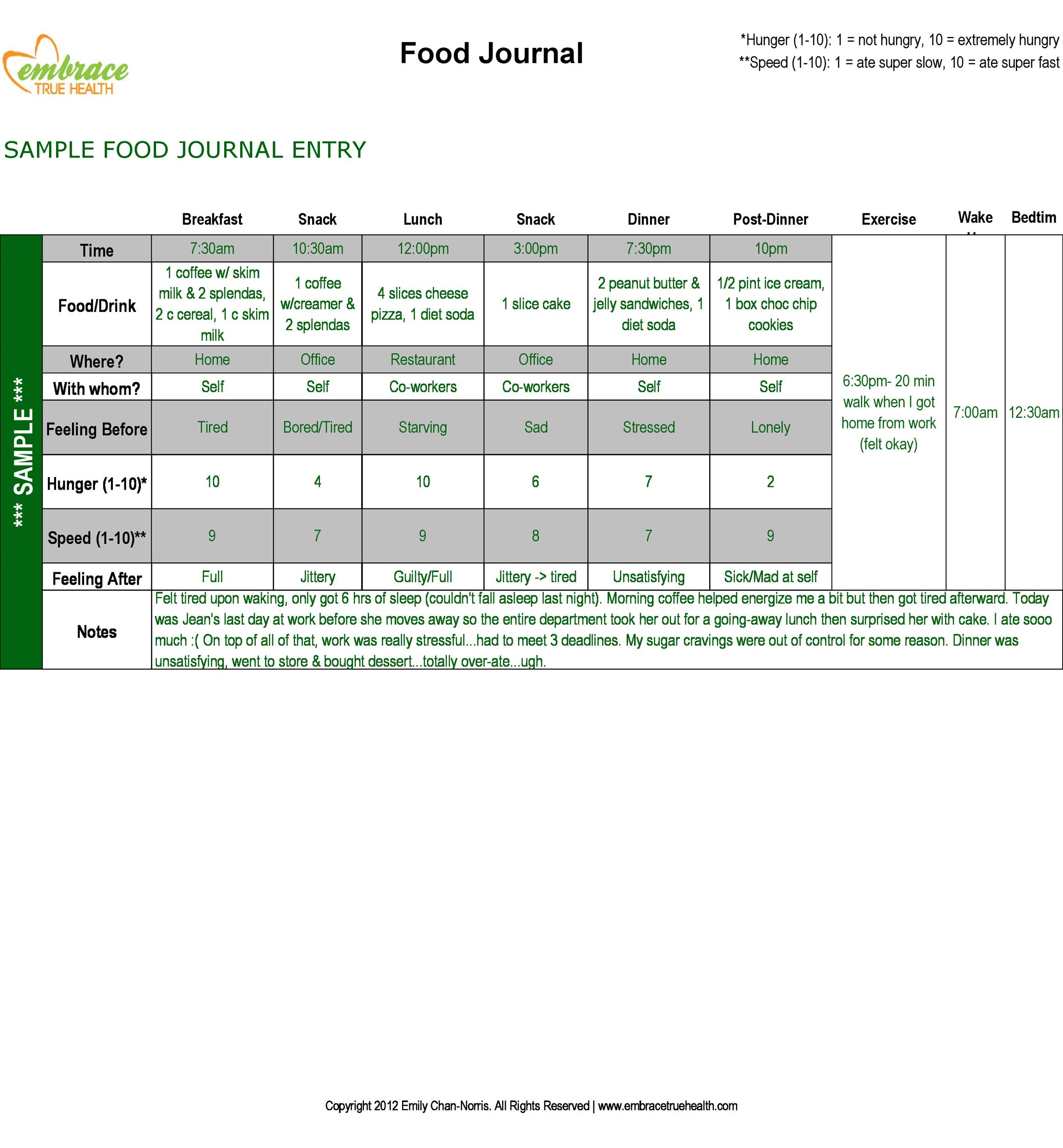 40 Simple Food Diary Templates & Food Log Examples