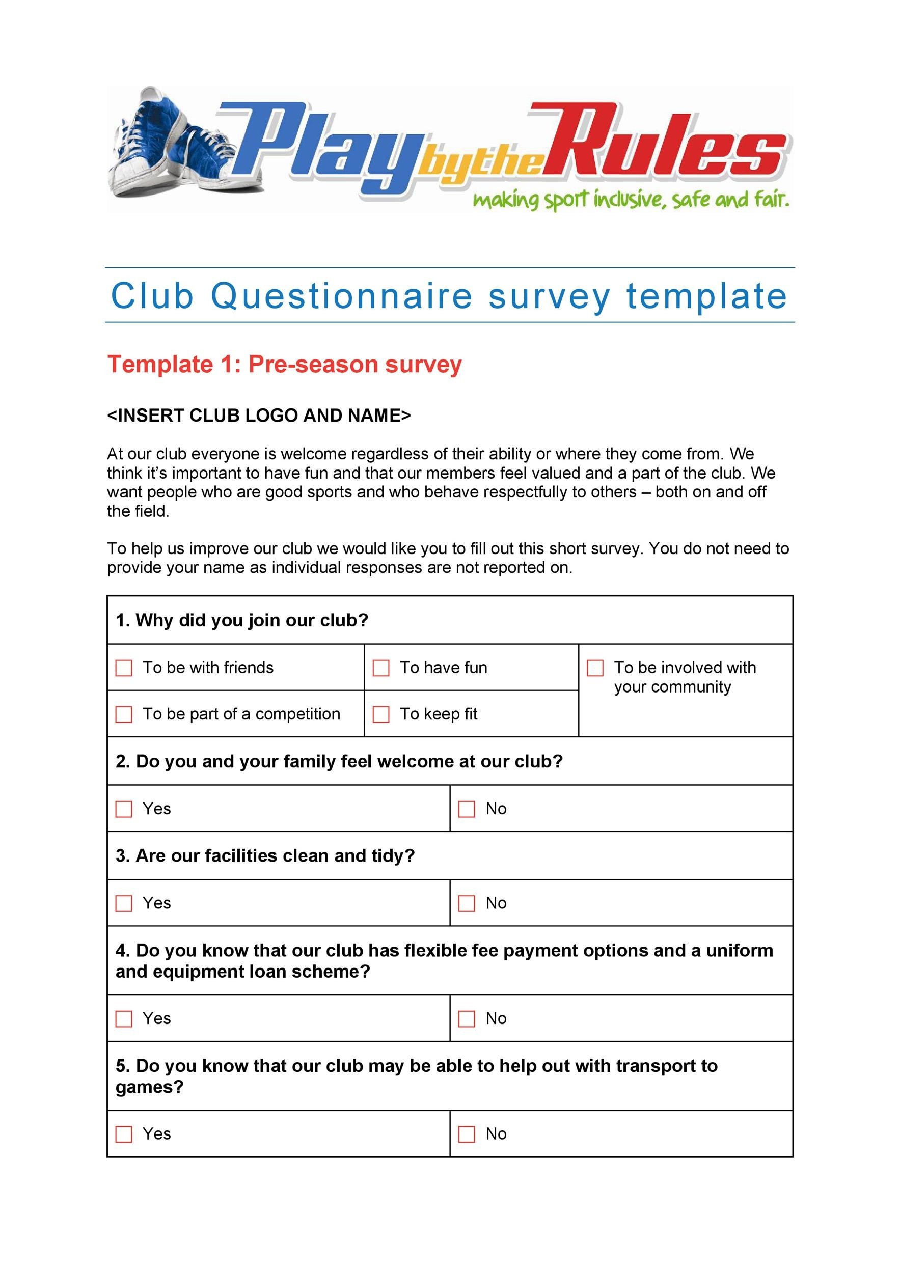 Questionnaire Template Word 2019