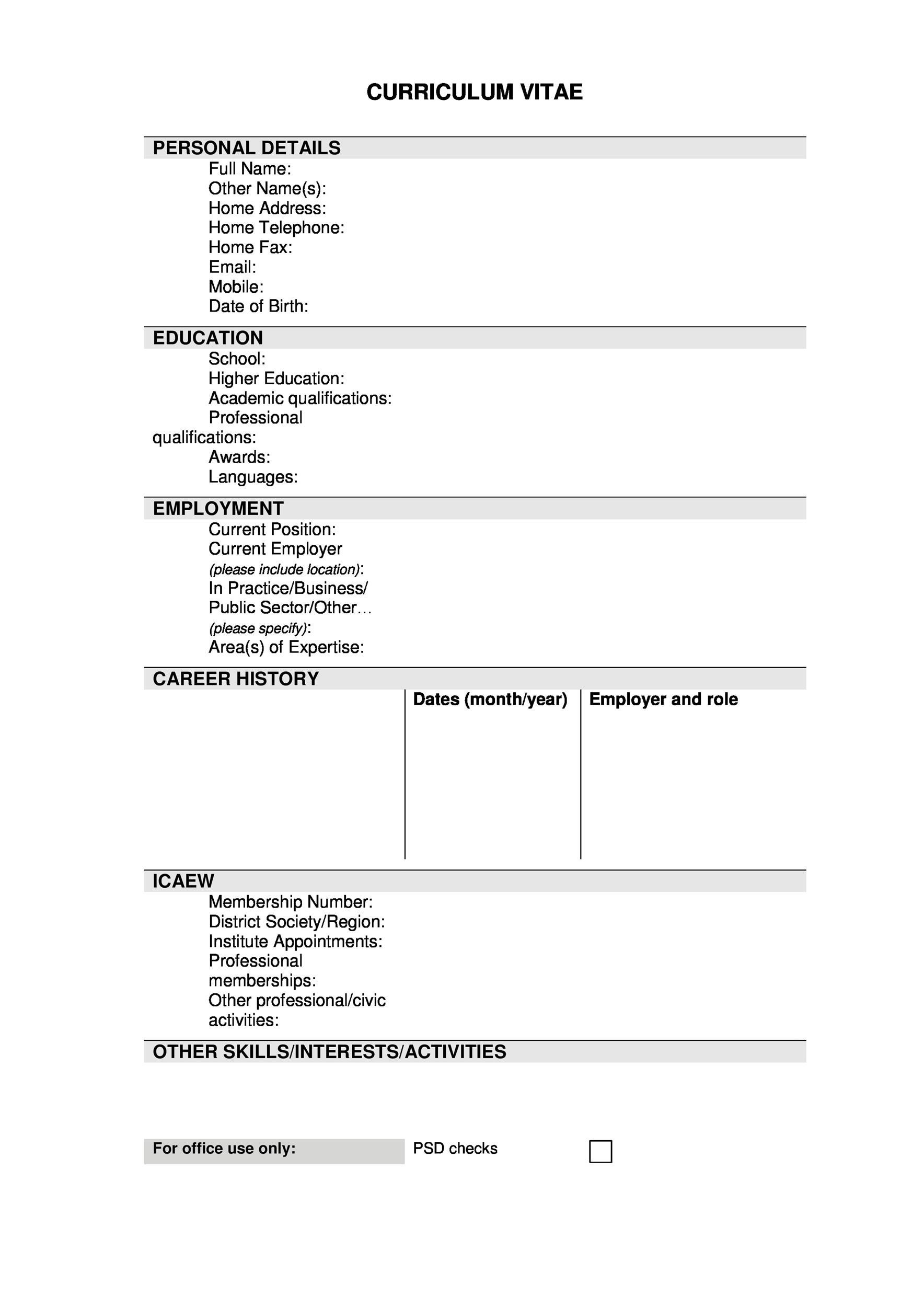 Curriculum Vitae Template For Fresh Graduate