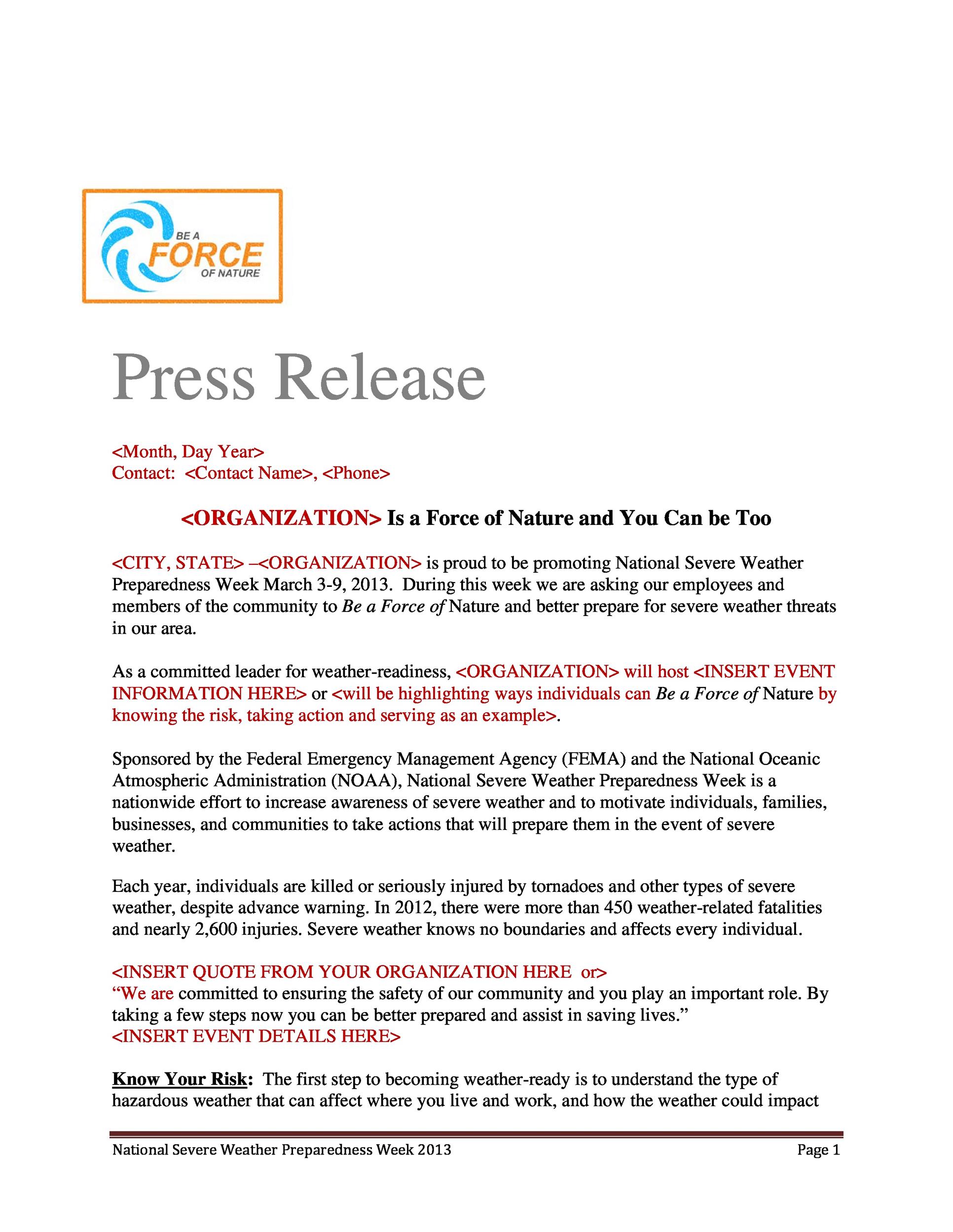 Free 7 Press Release Templates In Ms Word Pdf