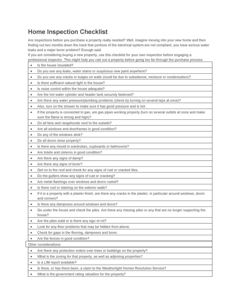 20+ Printable Home Inspection Checklists (Word, PDF)