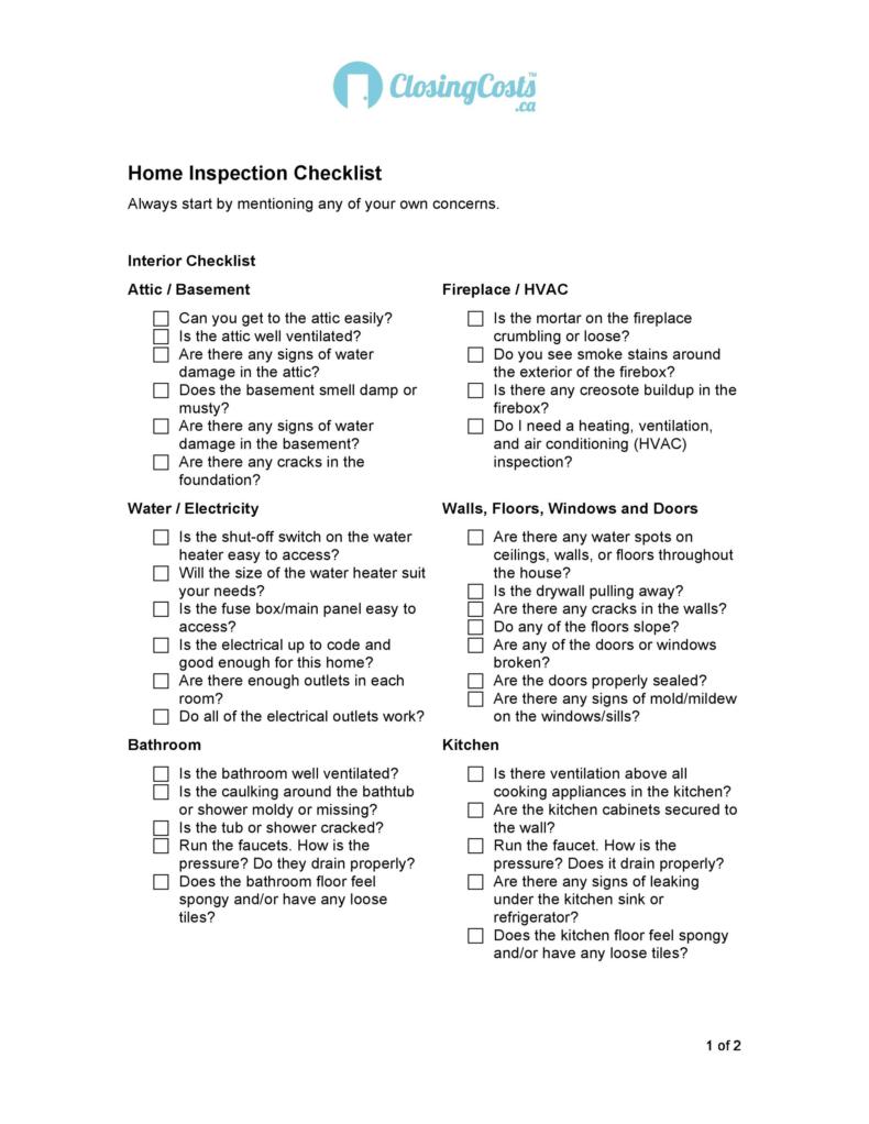 20+ Printable Home Inspection Checklists (Word, PDF)