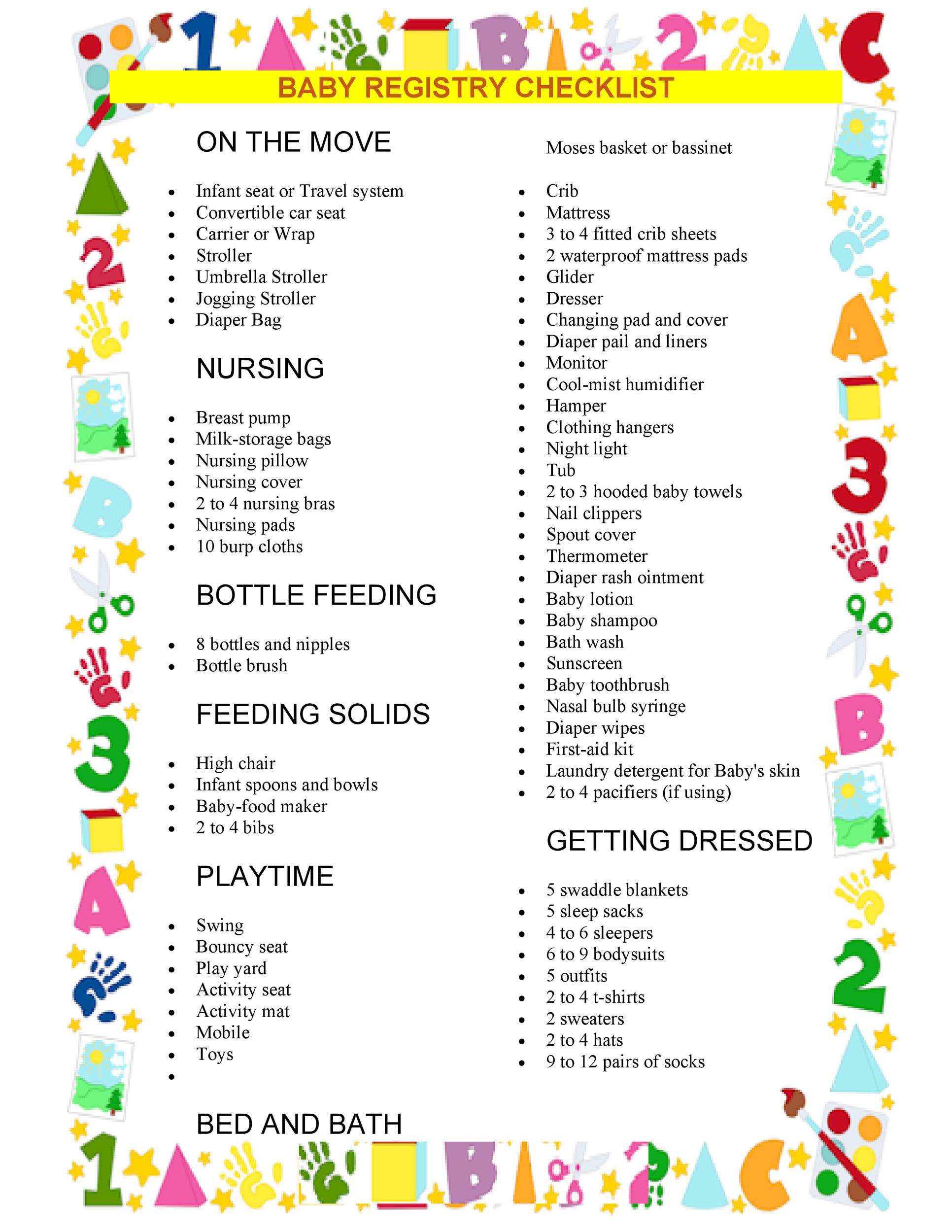 30+ Baby Registry Checklists (Newborn Baby Checklists) ᐅ TemplateLab