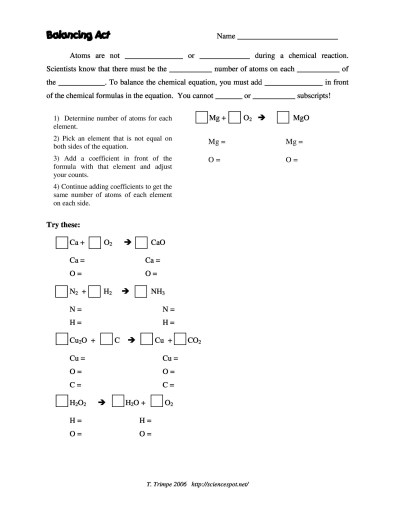 49 Balancing Chemical Equations Worksheets [with Answers]
