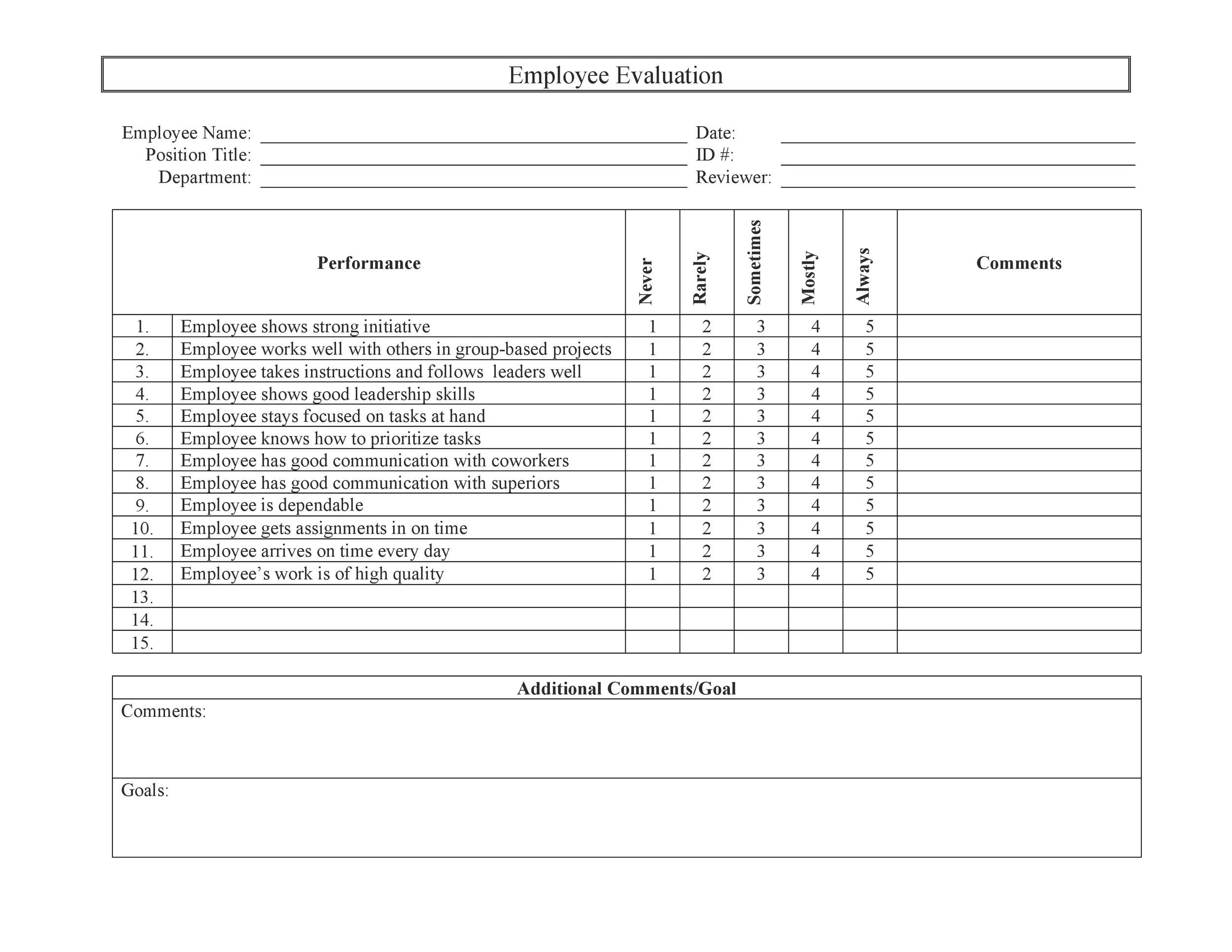 46 Employee Evaluation Forms & Performance Review Examples