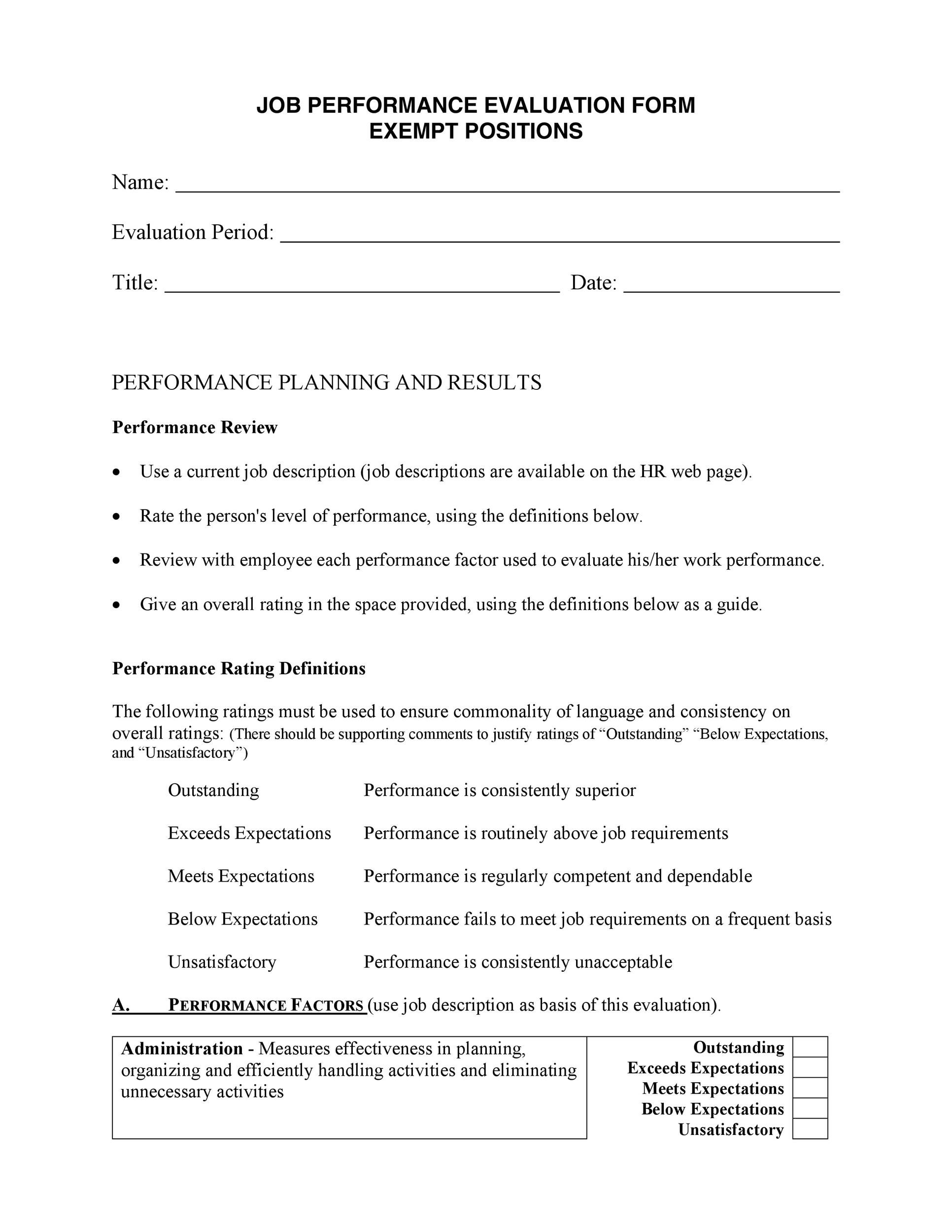 46 Employee Evaluation Forms & Performance Review Examples