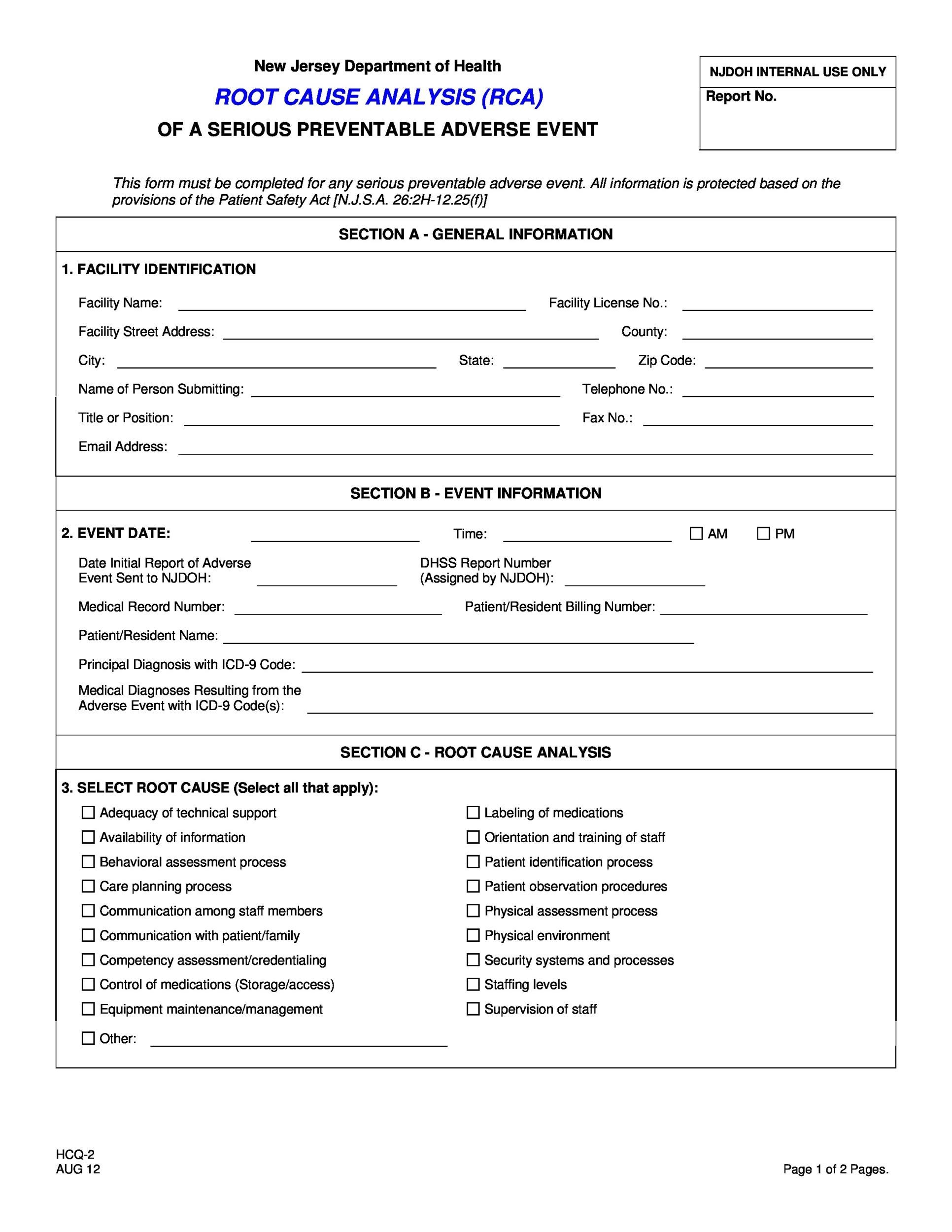 It Root Cause Analysis Template