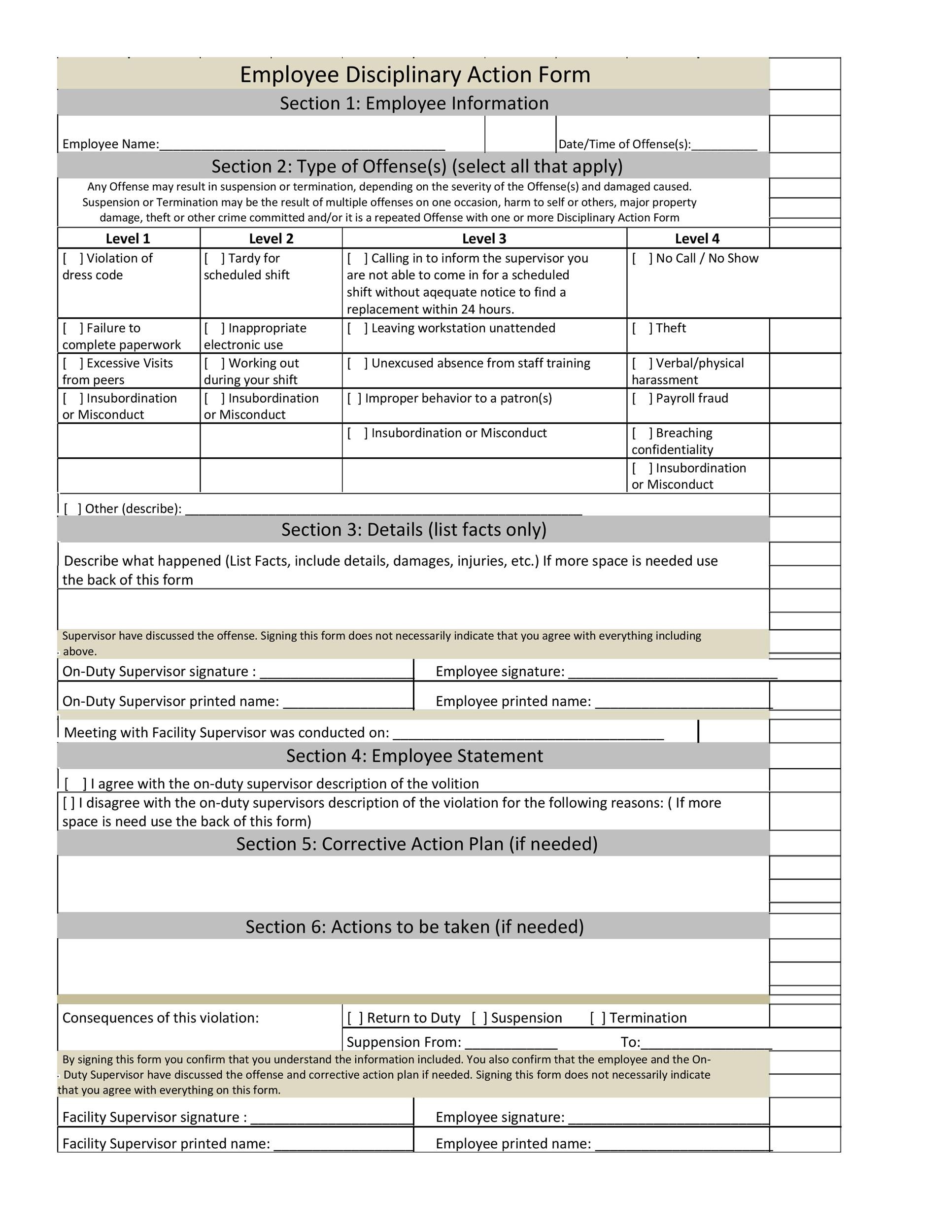 40 Employee Disciplinary Action Forms ᐅ TemplateLab