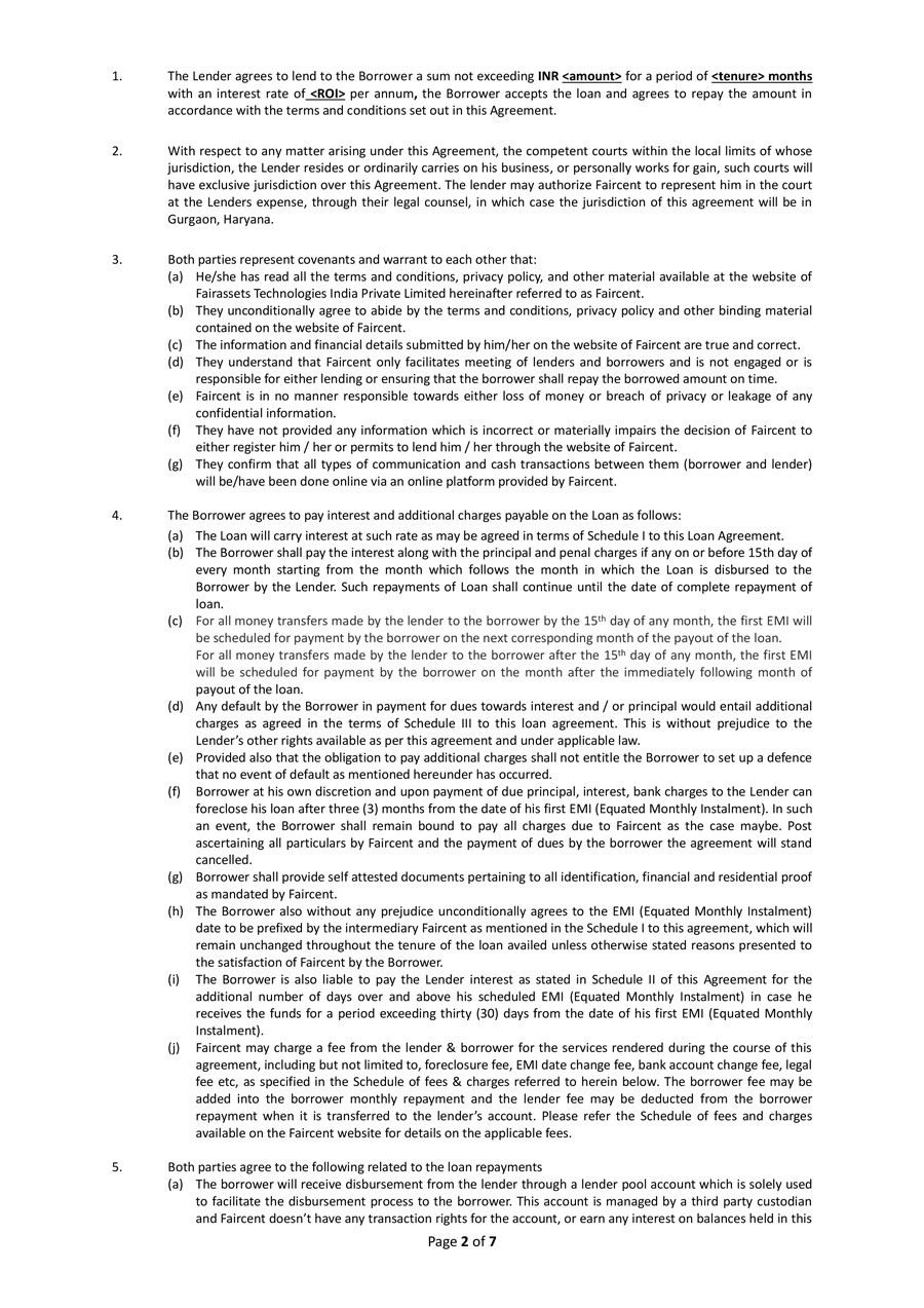 Unsecured Loan Agreement Template Free