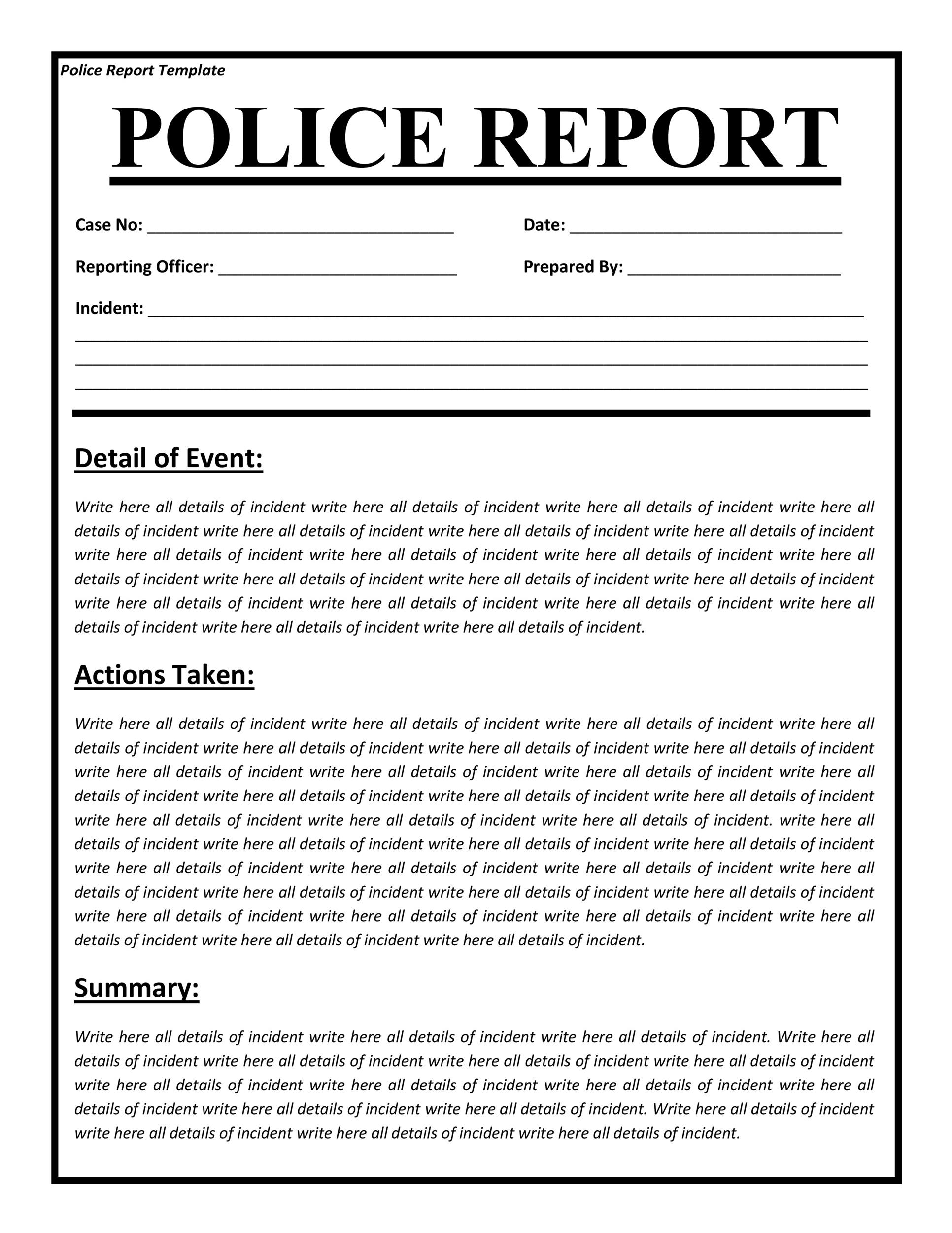 Police Report Examples