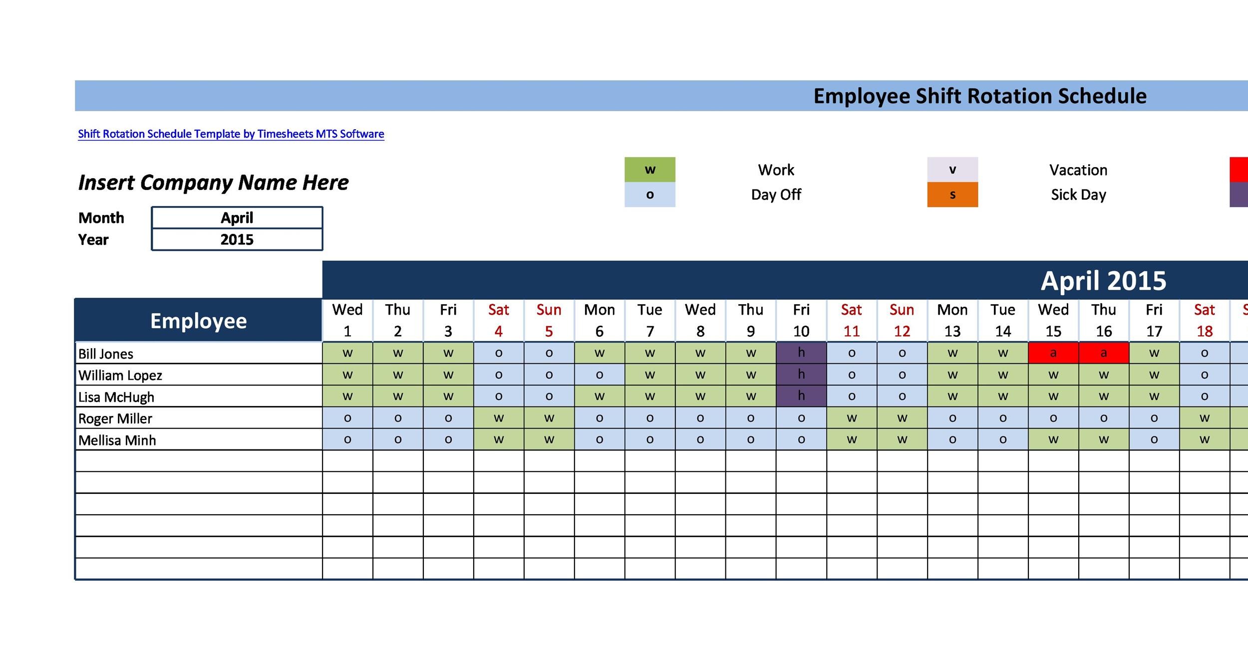 24 7 Schedule Template