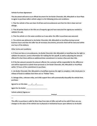 42 Printable Vehicle Purchase Agreement Templates ᐅ TemplateLab