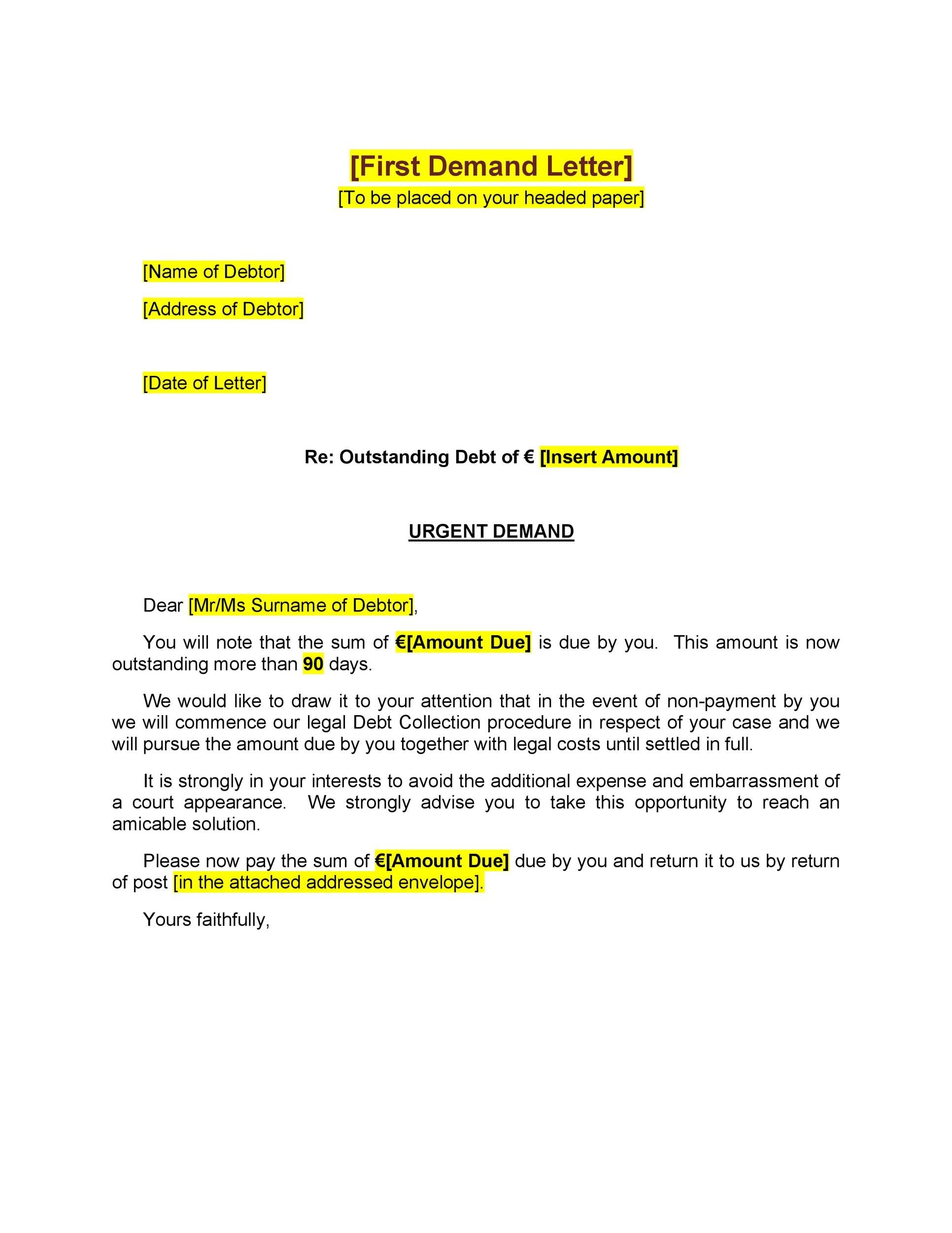 Legal Demand Letter Template