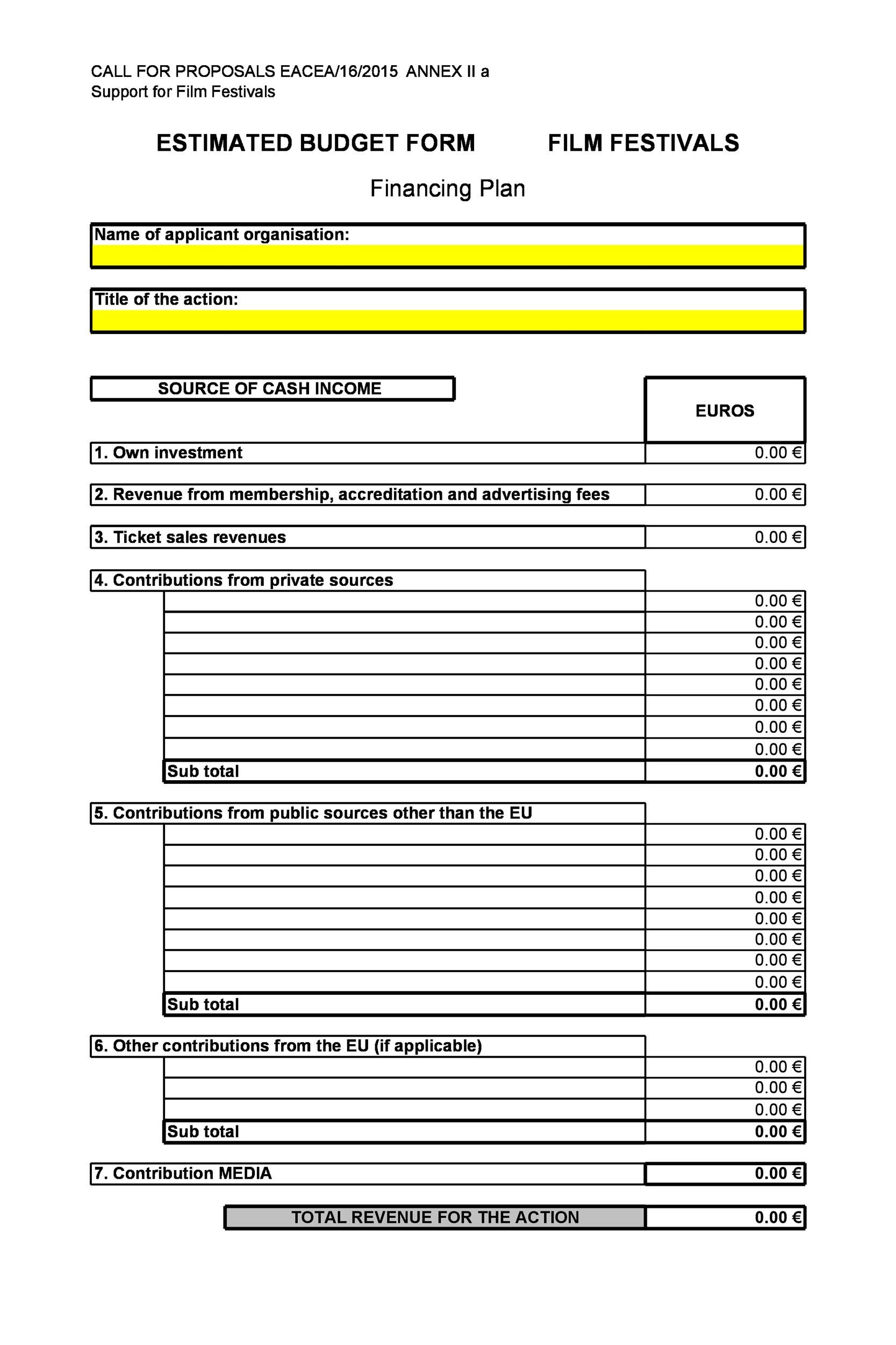 Indie Film Budget Template