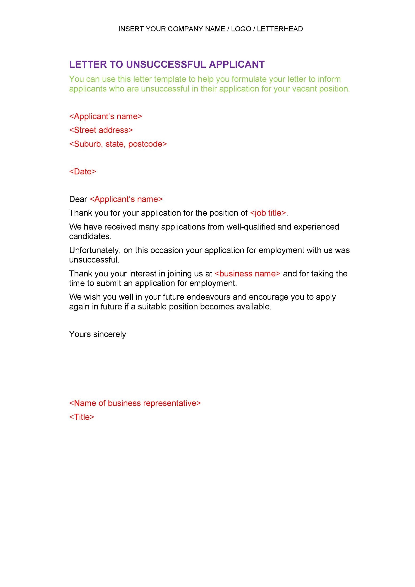 39 Job Rejection Letter Templates & Samples ᐅ TemplateLab