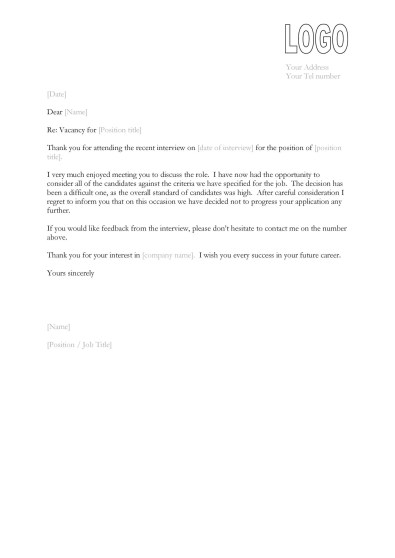 39 Job Rejection Letter Templates & Samples ᐅ TemplateLab