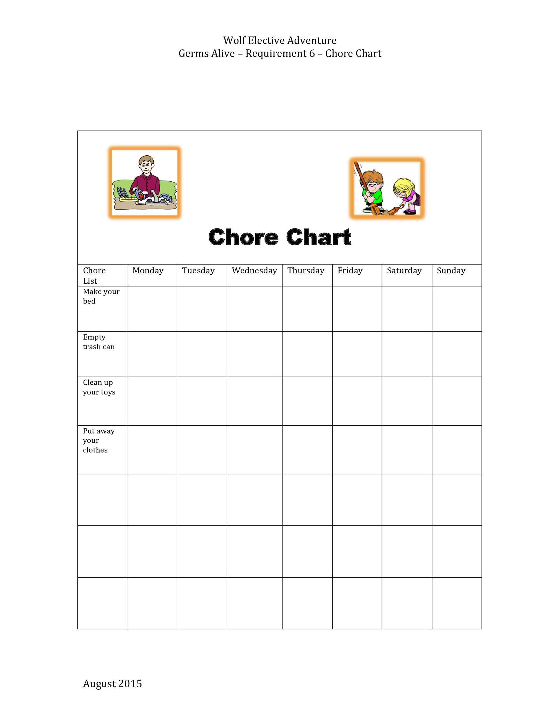 46 FREE Chore Chart Templates for Kids ᐅ TemplateLab