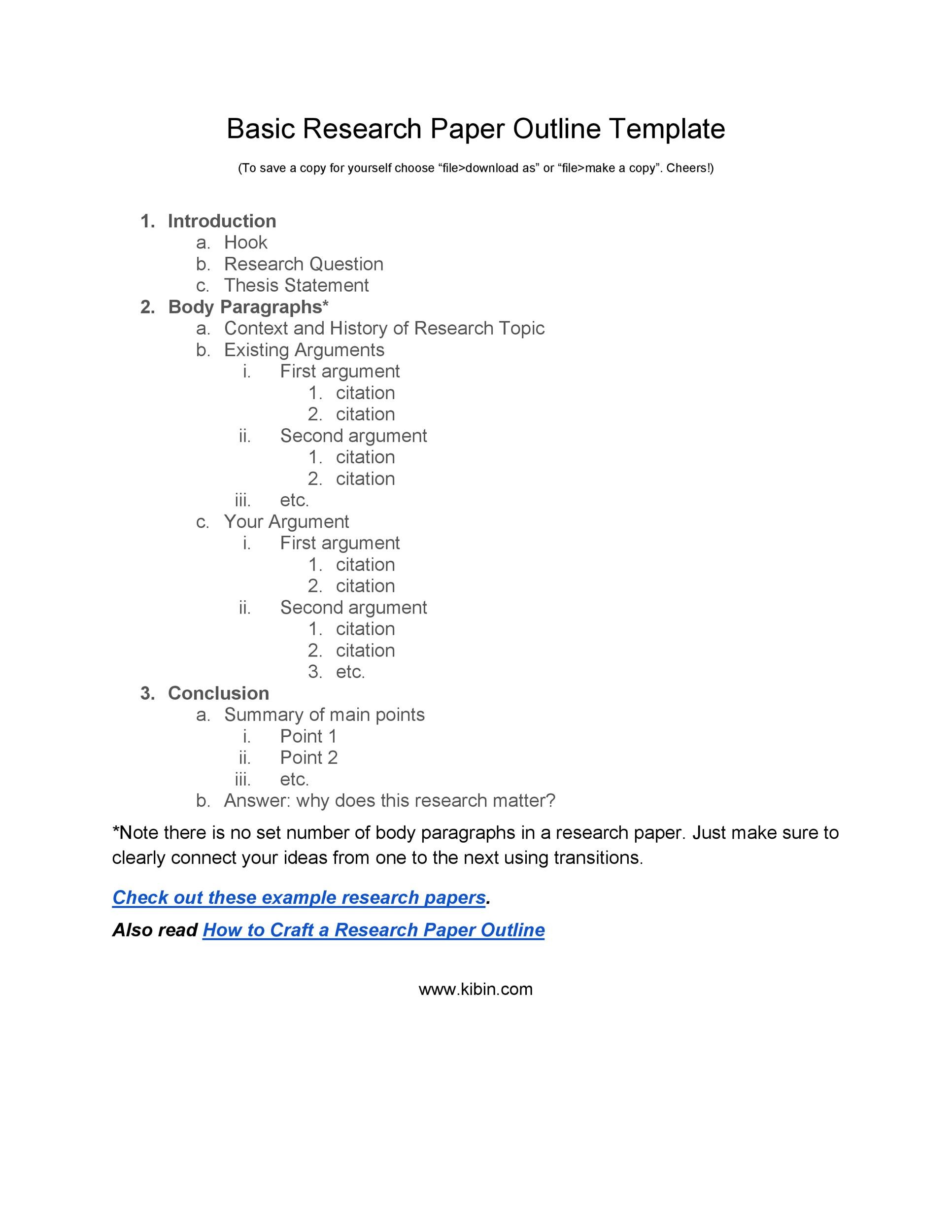 Mla Outline Template