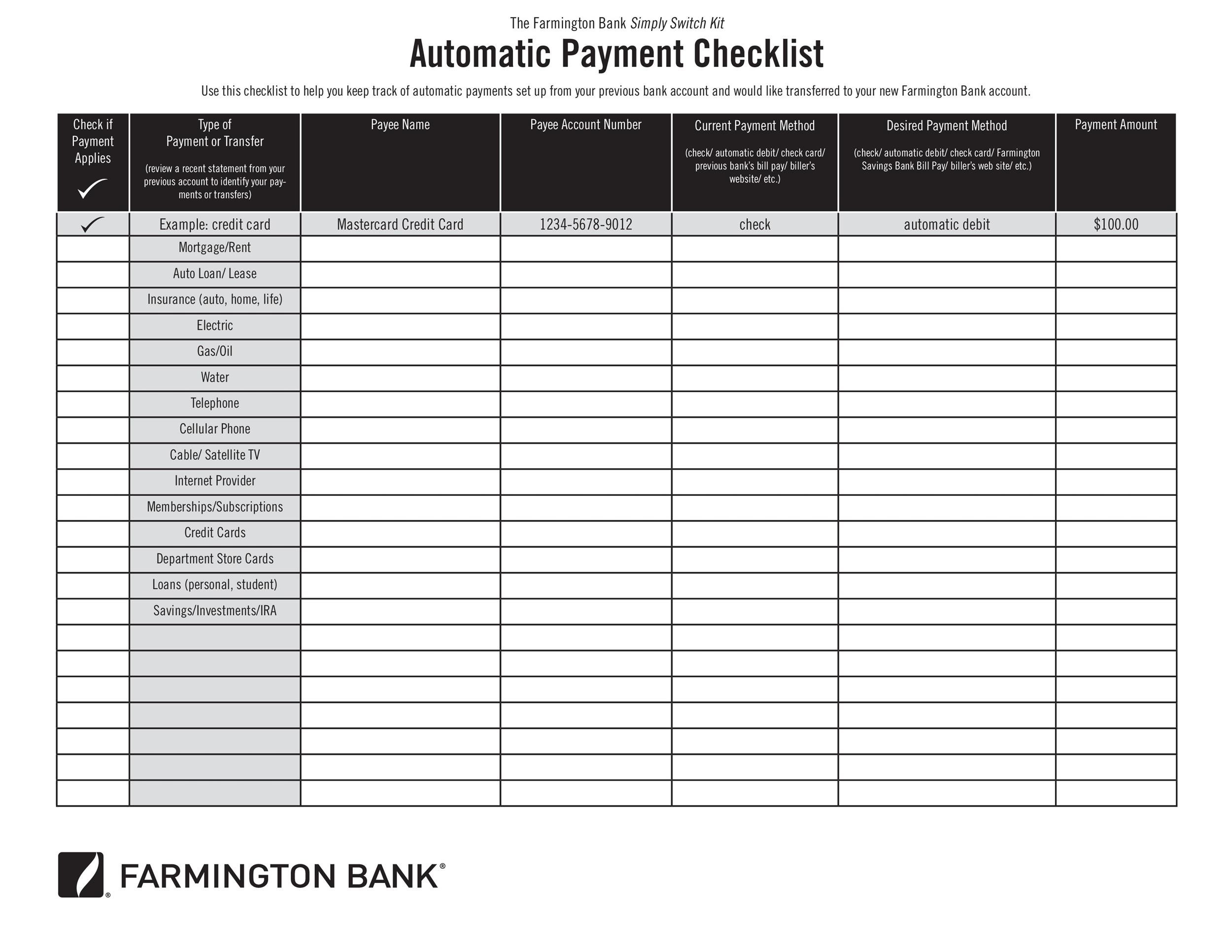 33 Free Bill Pay Checklists & Bill Calendars (PDF, Word & Exc
el)