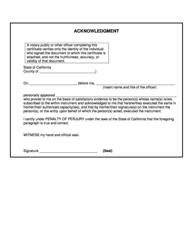 Acknowledgement Form Example