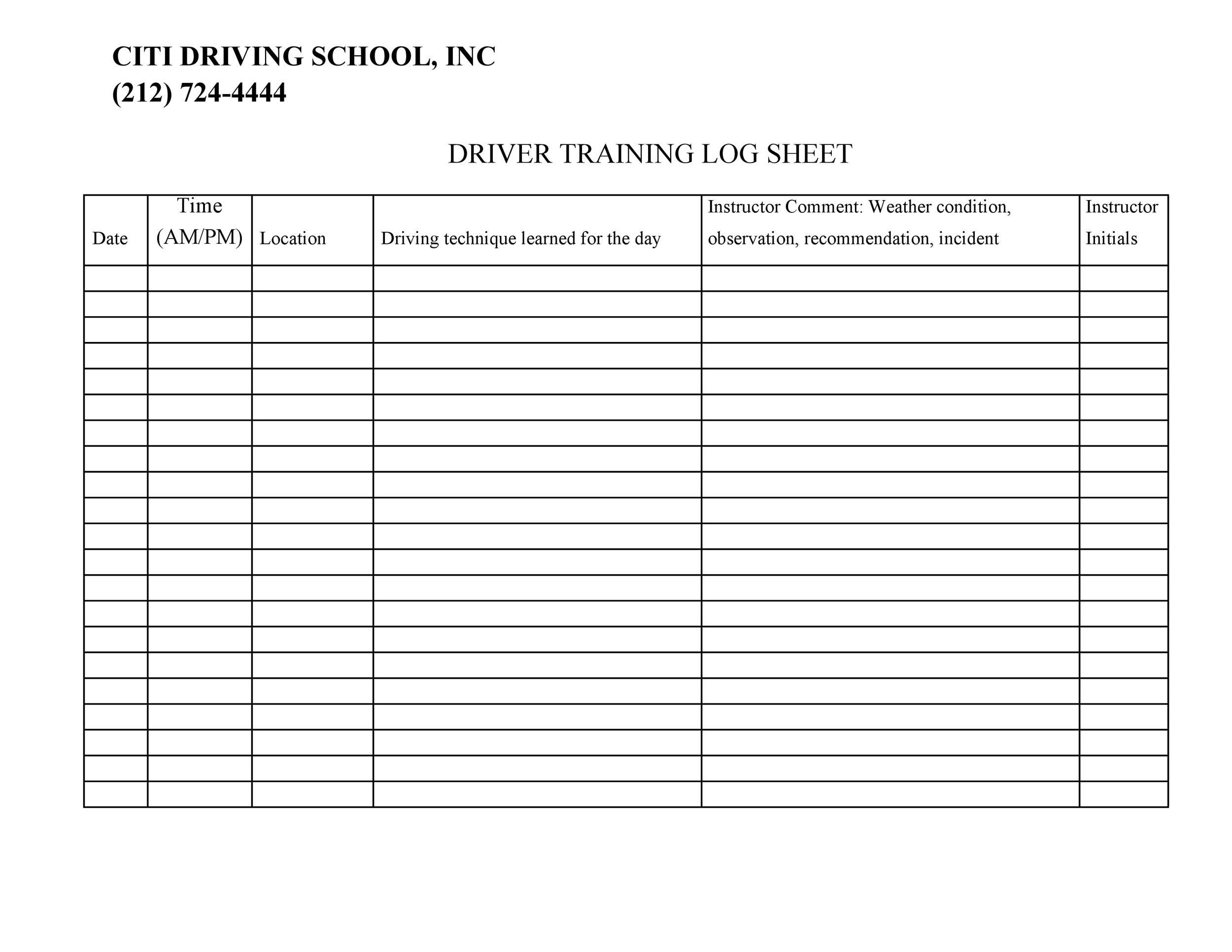 Drivers Log Book Template