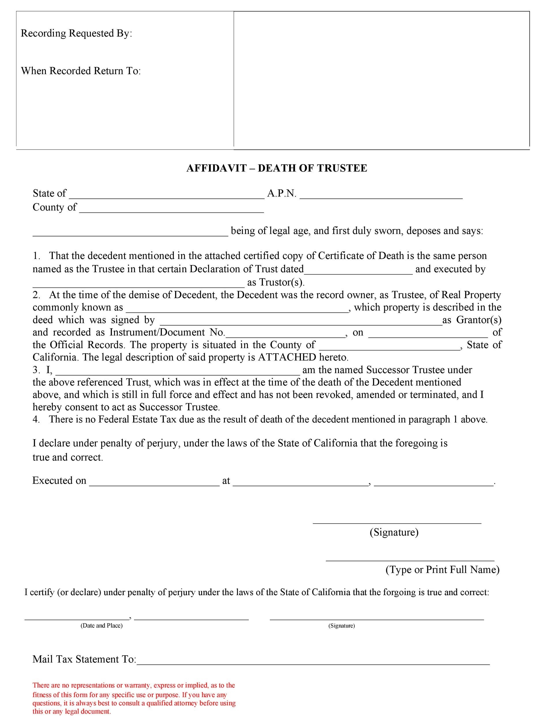 50 Editable Affidavit Of Death Forms (All States) ᐅ TemplateLab