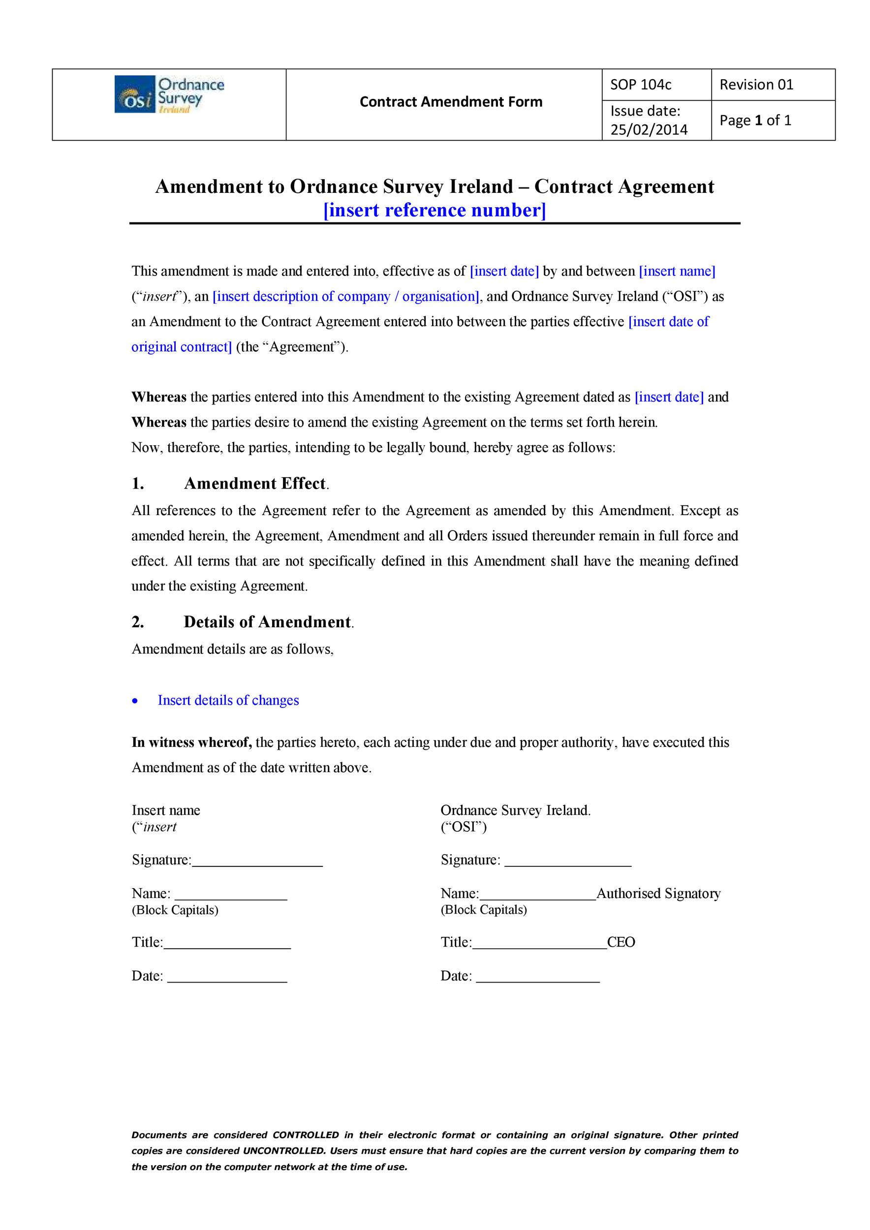 44 Professional Contract Amendment Templates & Samples ᐅ TemplateLab