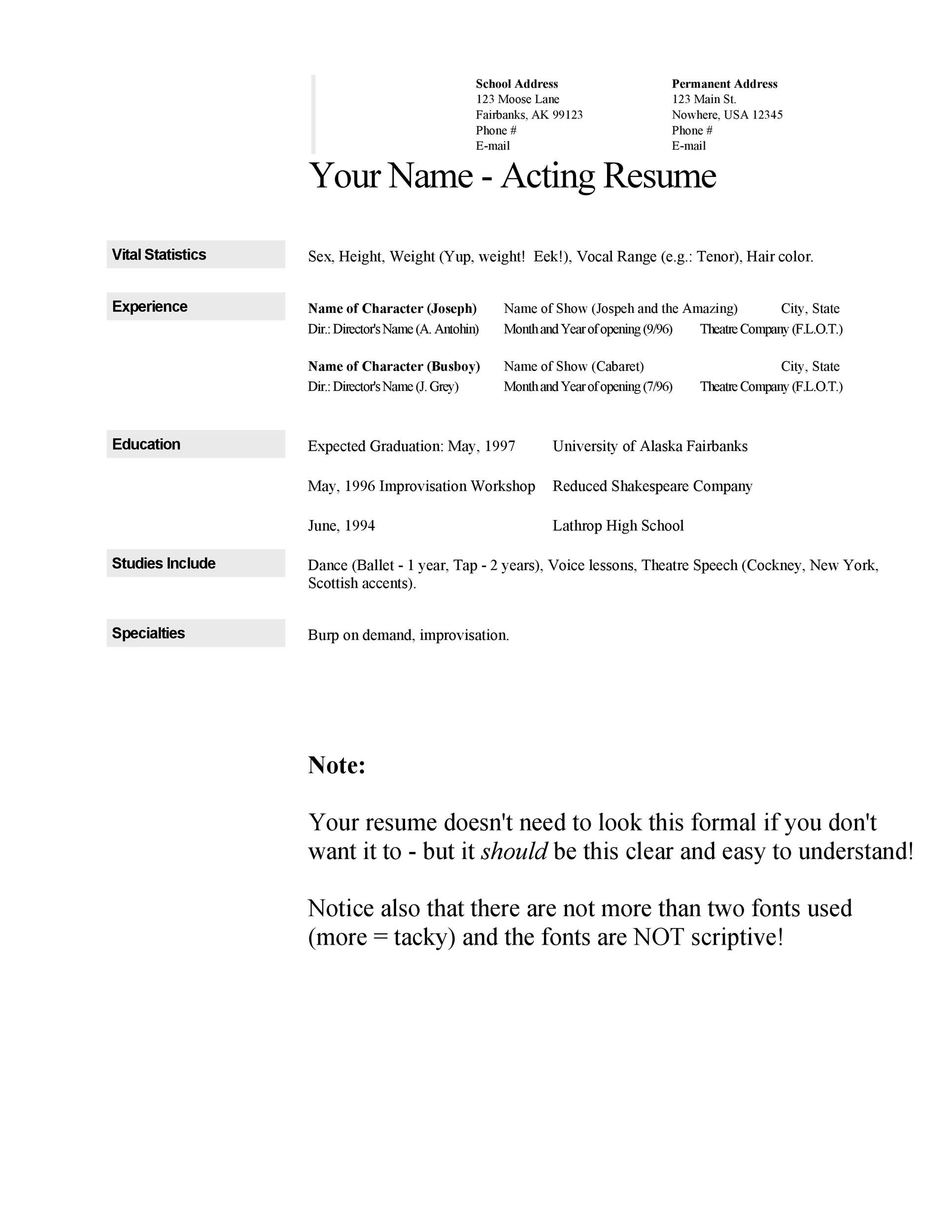 Resume Template For High School