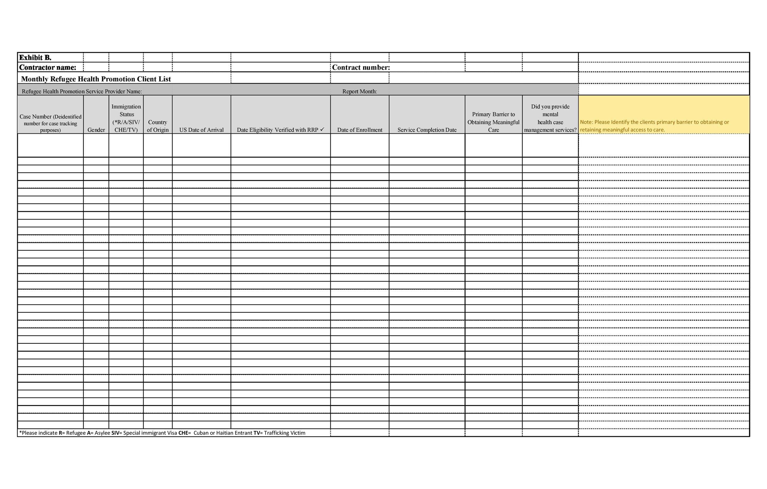 Customer Information Form Template Excel