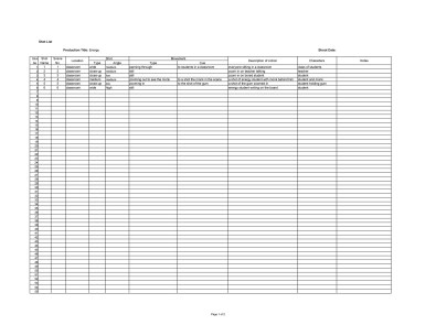 50 Handy Shot List Templates [Film & Photography] ᐅ TemplateLab