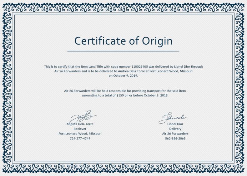 30 Printable Certificate Of Origin Templates (100 Free) ᐅ TemplateLab