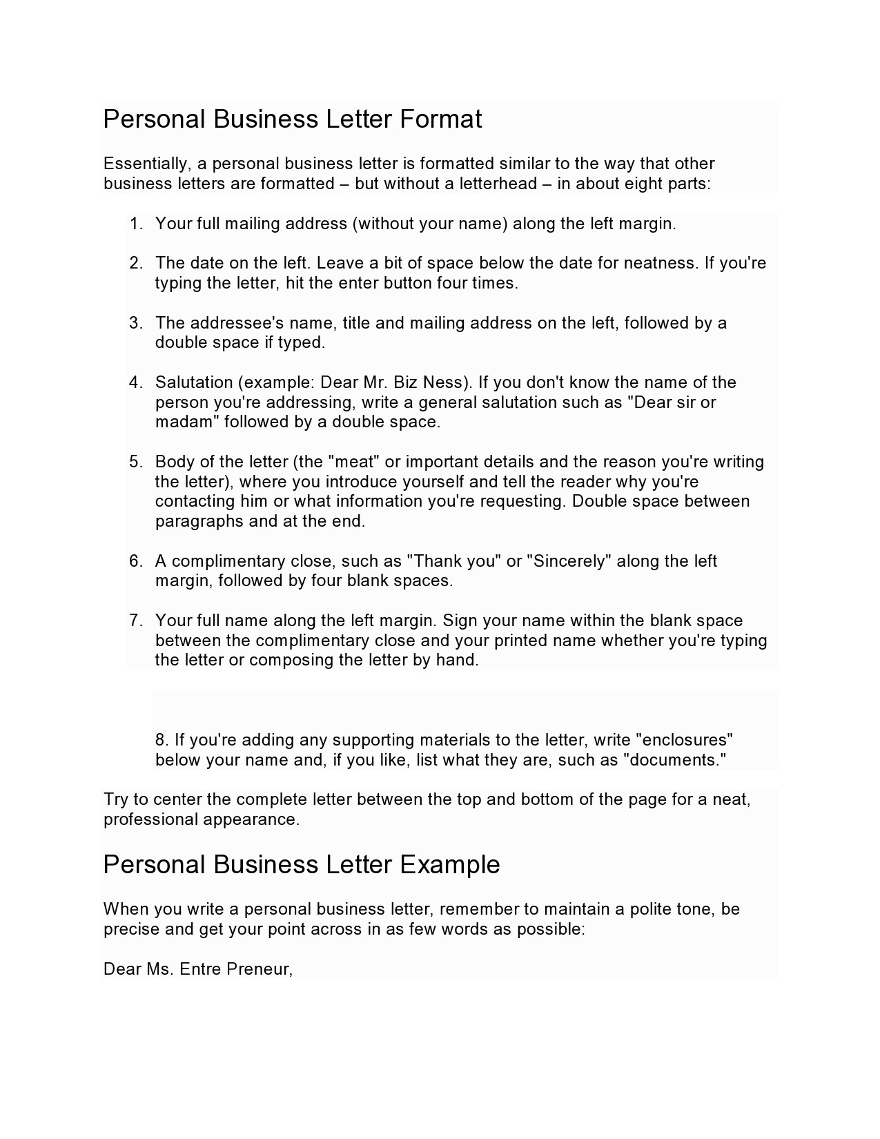 47 Best Personal Letter Format Templates [100 Free] ᐅ